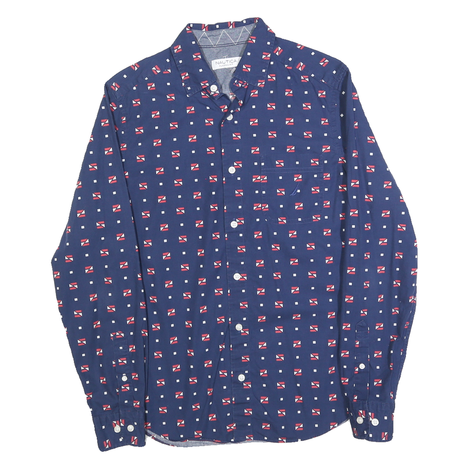 NAUTICA Mens Blue & Red Patterned Casual Shirt XS Classic Fit Stylish Refurbished - N/A refurbished available on Cerqular