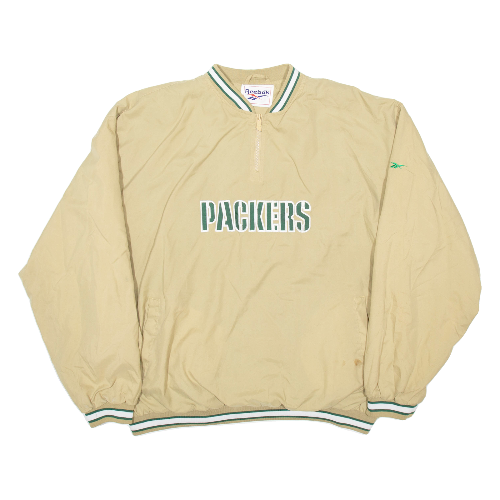 REEBOK Packers Training Mens Sweatshirt Beige 1/4 Zip USA XL Refurbished - N/A refurbished available on Cerqular