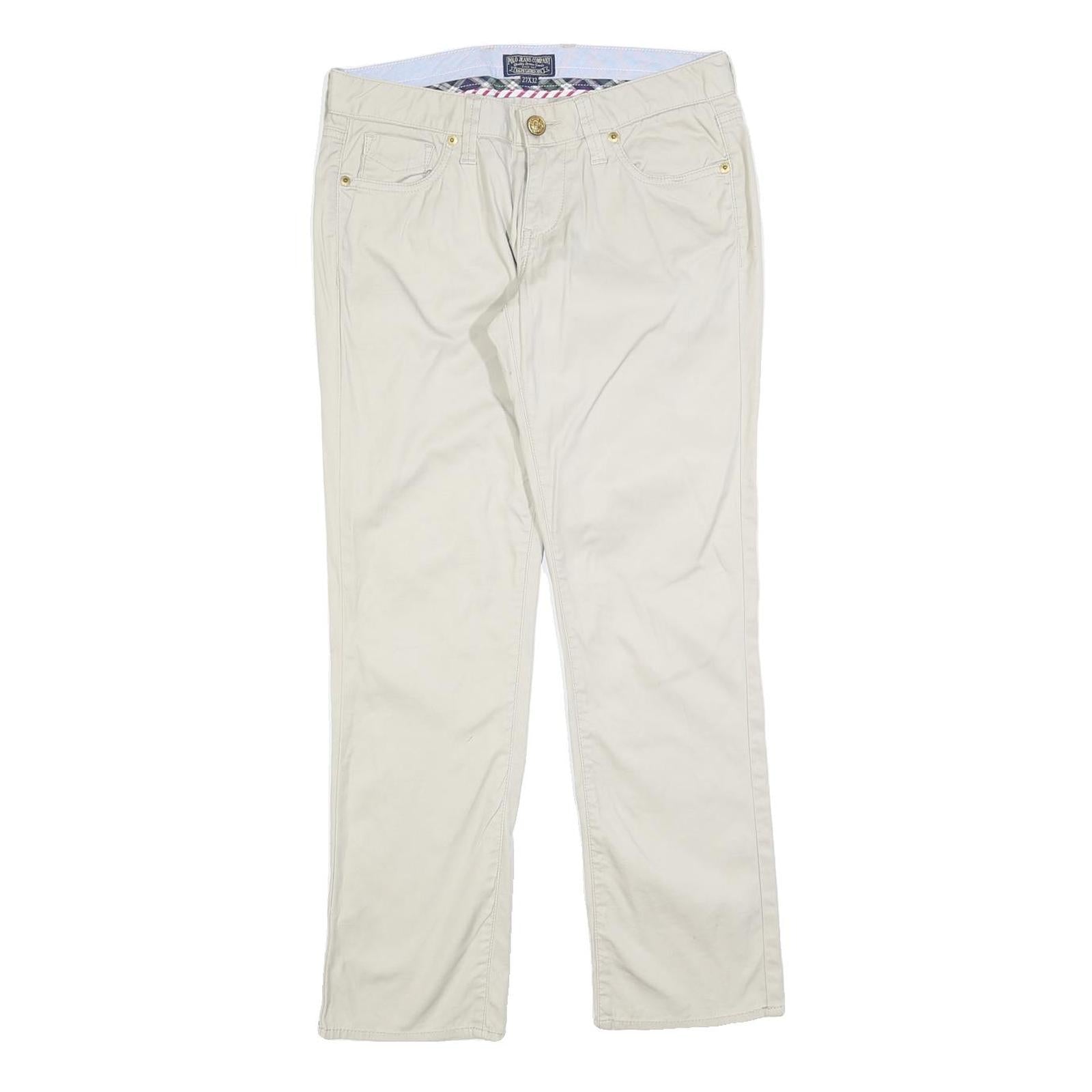 RALPH LAUREN POLO JEANS COMPANY Womens Cotton Blend Cream Slim Straight Trousers Refurbished - N/A refurbished available on Cerqular