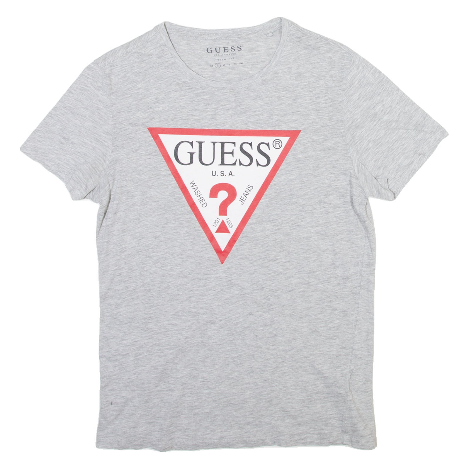 GUESS Slim Fit Mens T-Shirt Grey Crew Neck S Refurbished - N/A refurbished available on Cerqular