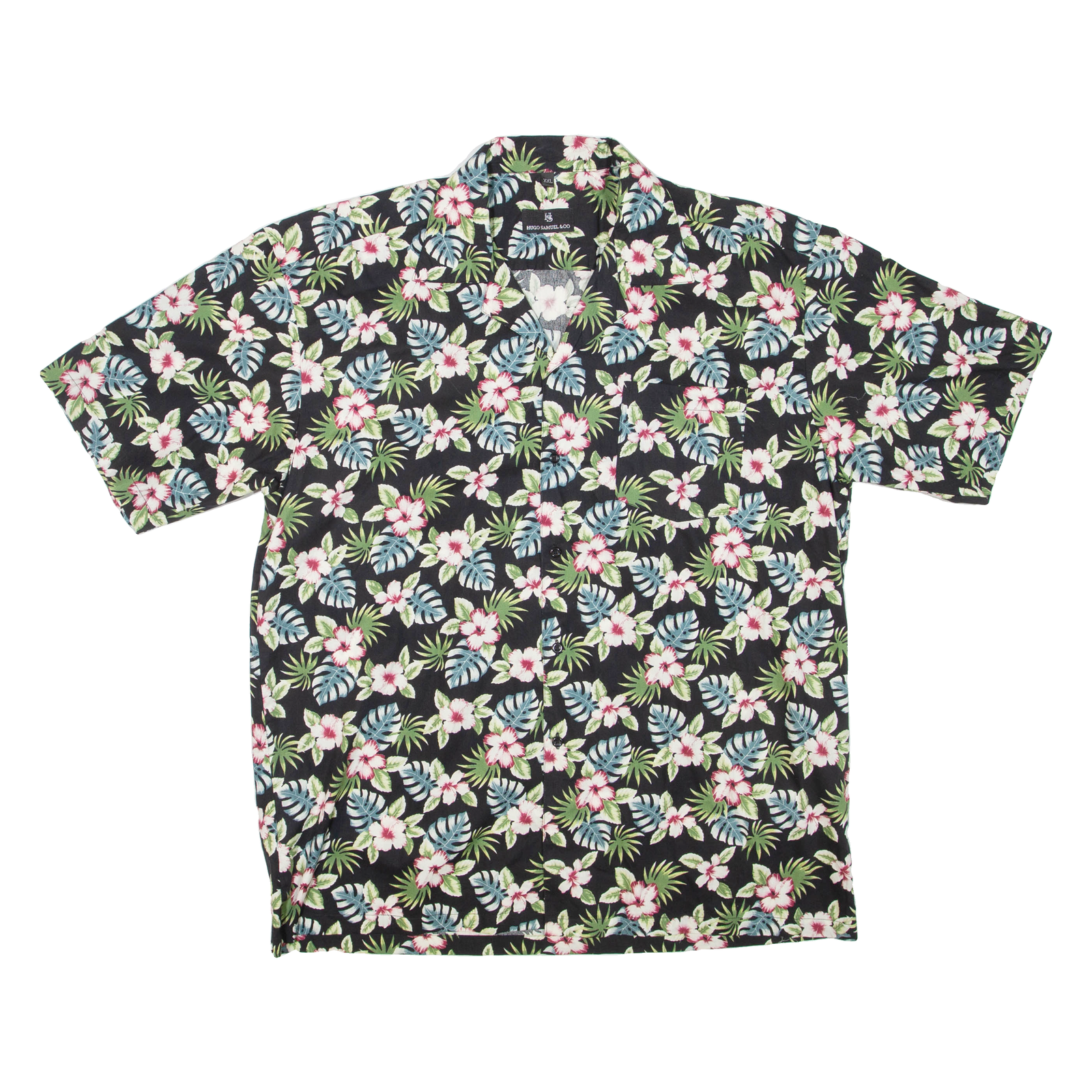 HUGO SAMUEL & CO Mens Hawaiian Shirt Black Floral 2XL Refurbished - N/A refurbished available on Cerqular