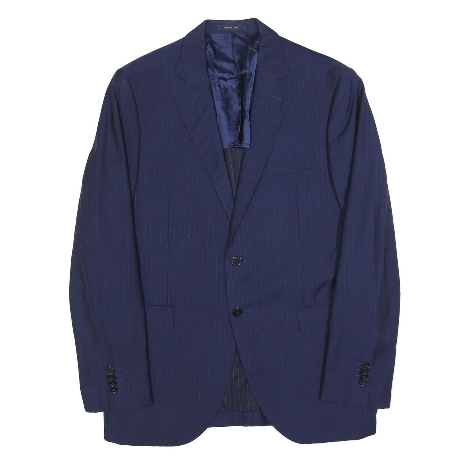 BOGGI Mens Blue Wool Pinstripe Jacket L Button Classic Tailored Refurbished - N/A refurbished available on Cerqular