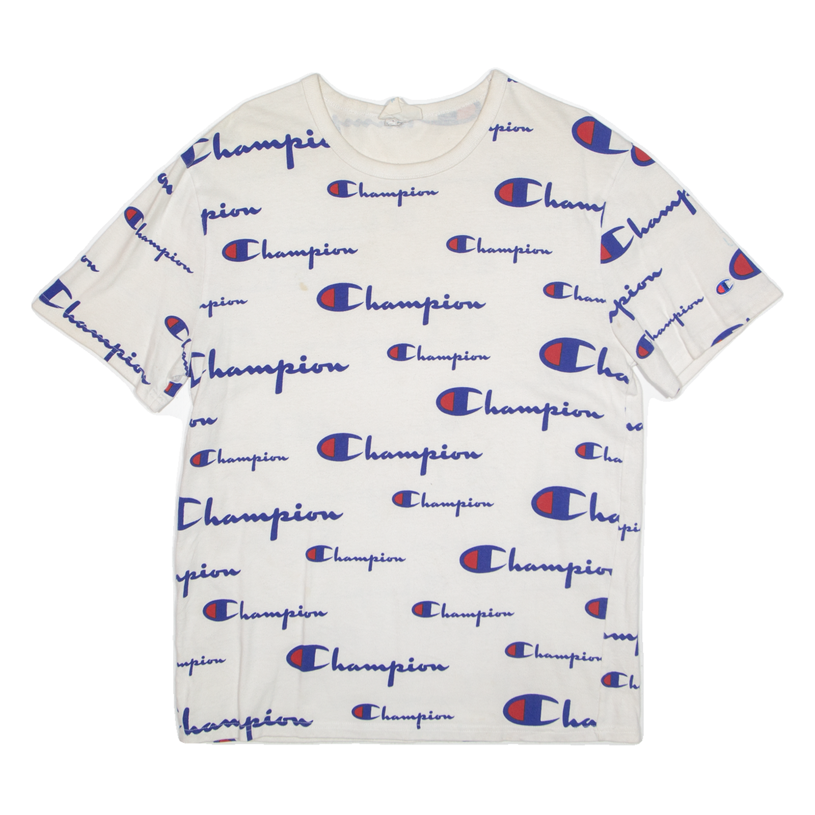 CHAMPION All Over Print Mens T-Shirt White M Refurbished - N/A refurbished available on Cerqular
