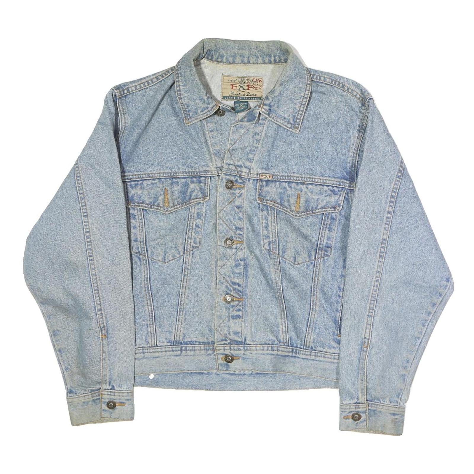 EXP Mens Blue Denim Jacket M Cotton Classic Button Closure Casual Denim Jacket Refurbished - N/A refurbished available on Cerqular