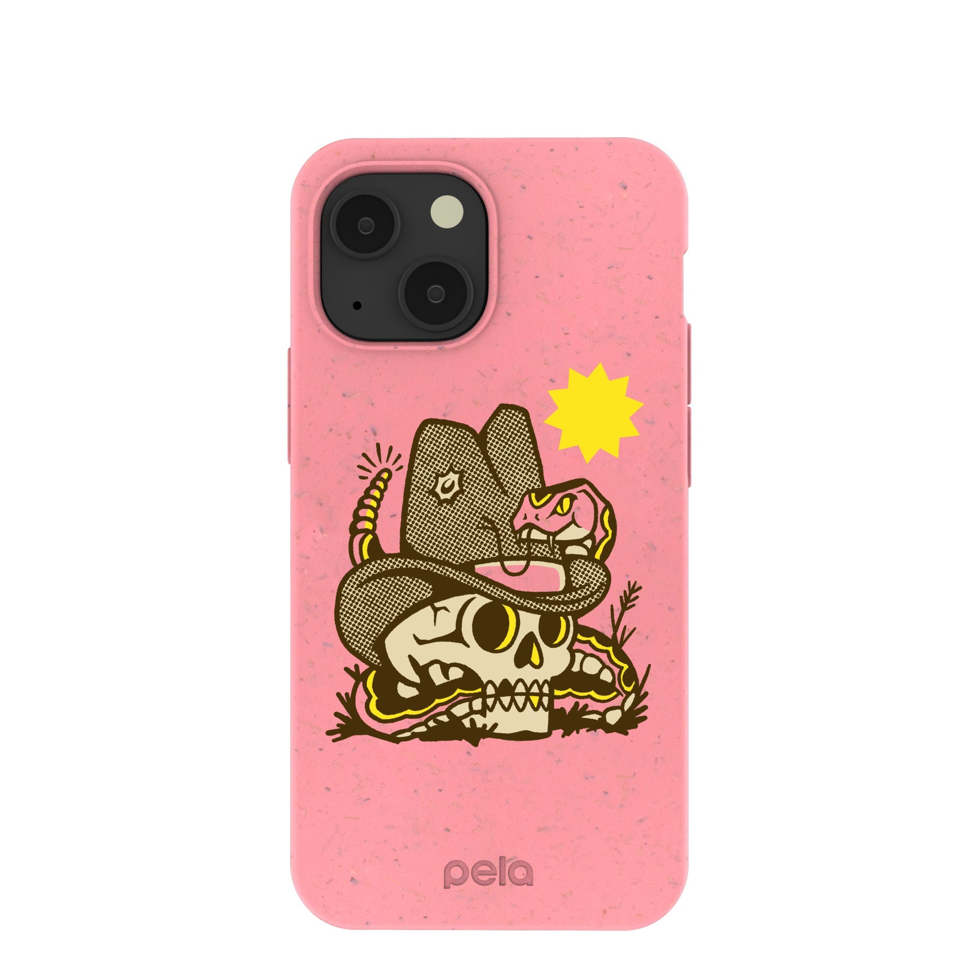 Bubblegum Pink Snakebite iPhone 13 Mini Case Refurbished - Pela Case refurbished available on Cerqular