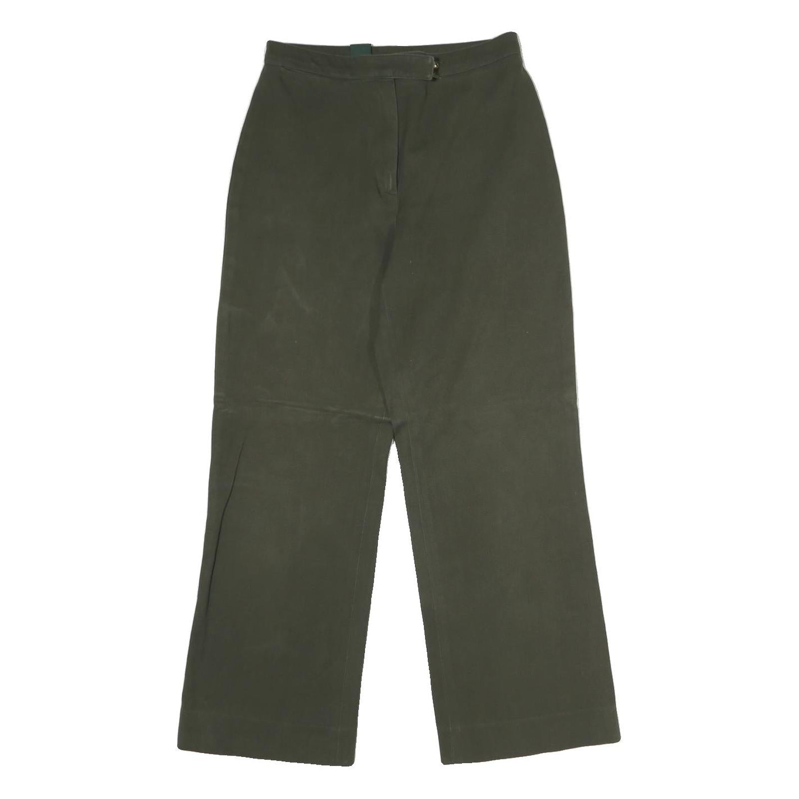 LAUREN RALPH LAUREN Womens Cotton Green Regular Straight Trousers W26 L25 Refurbished - N/A refurbished available on Cerqular
