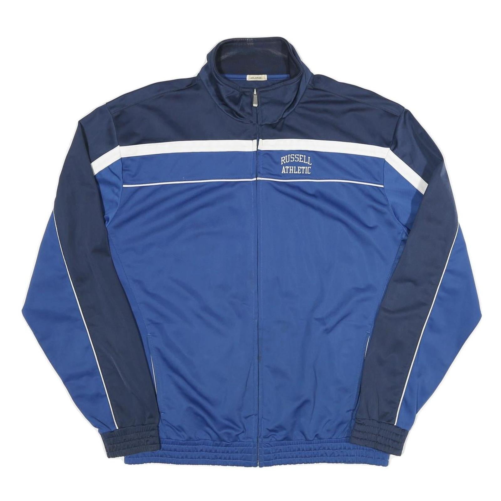 RUSSELL ATHLETIC Mens Blue & Navy Zip Jacket 2XL Polyester Blend Track Casual Refurbished - N/A refurbished available on Cerqular