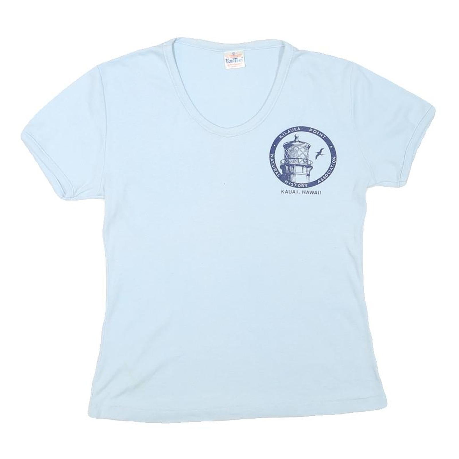 FUNTEES Womens Blue Graphic T-Shirt L Short Sleeve V-Neck Kauai Hawaii Design Refurbished - N/A refurbished available on Cerqular