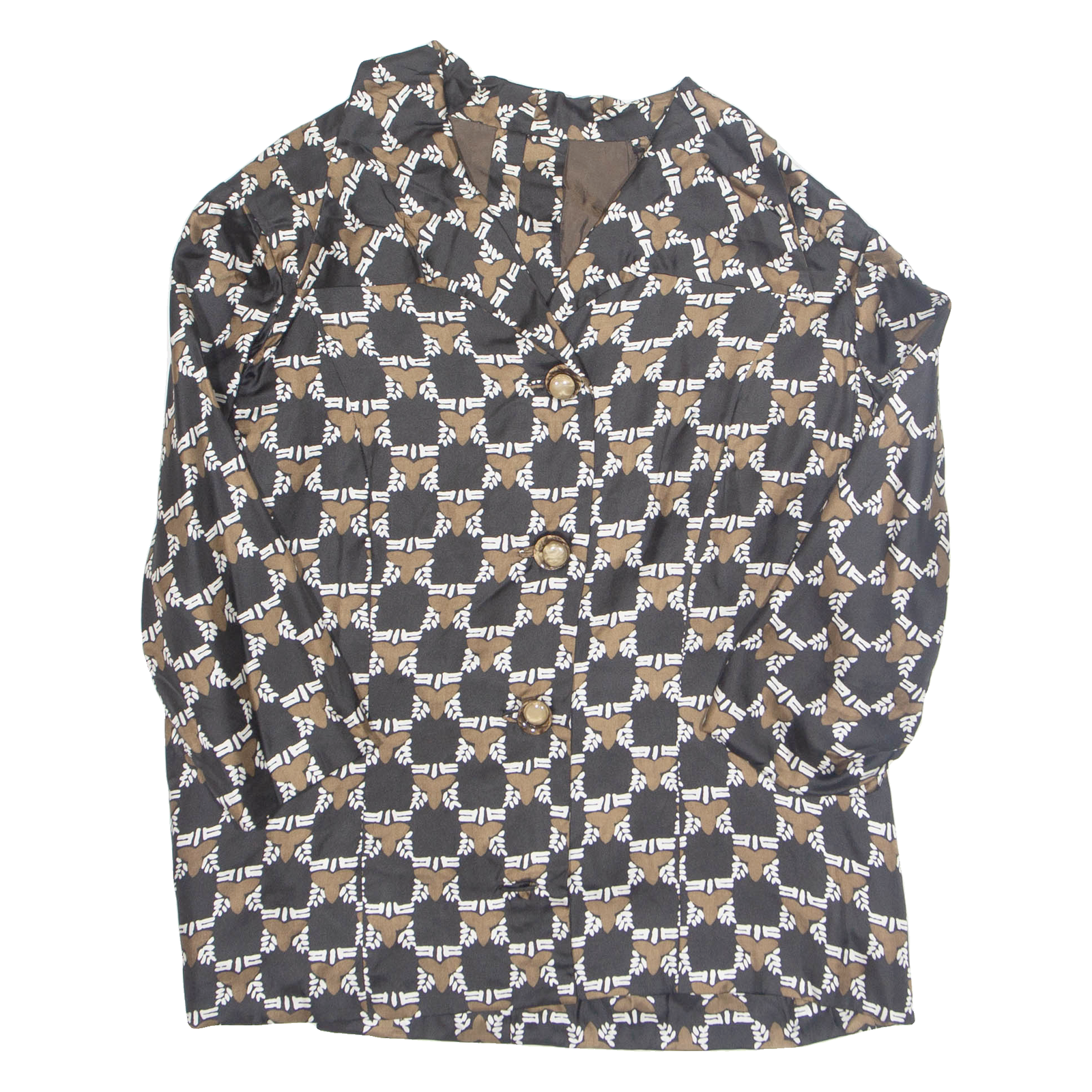 Womens Printed Shirt Black Collared 3/4 Sleeve Geometric M Refurbished - N/A refurbished available on Cerqular