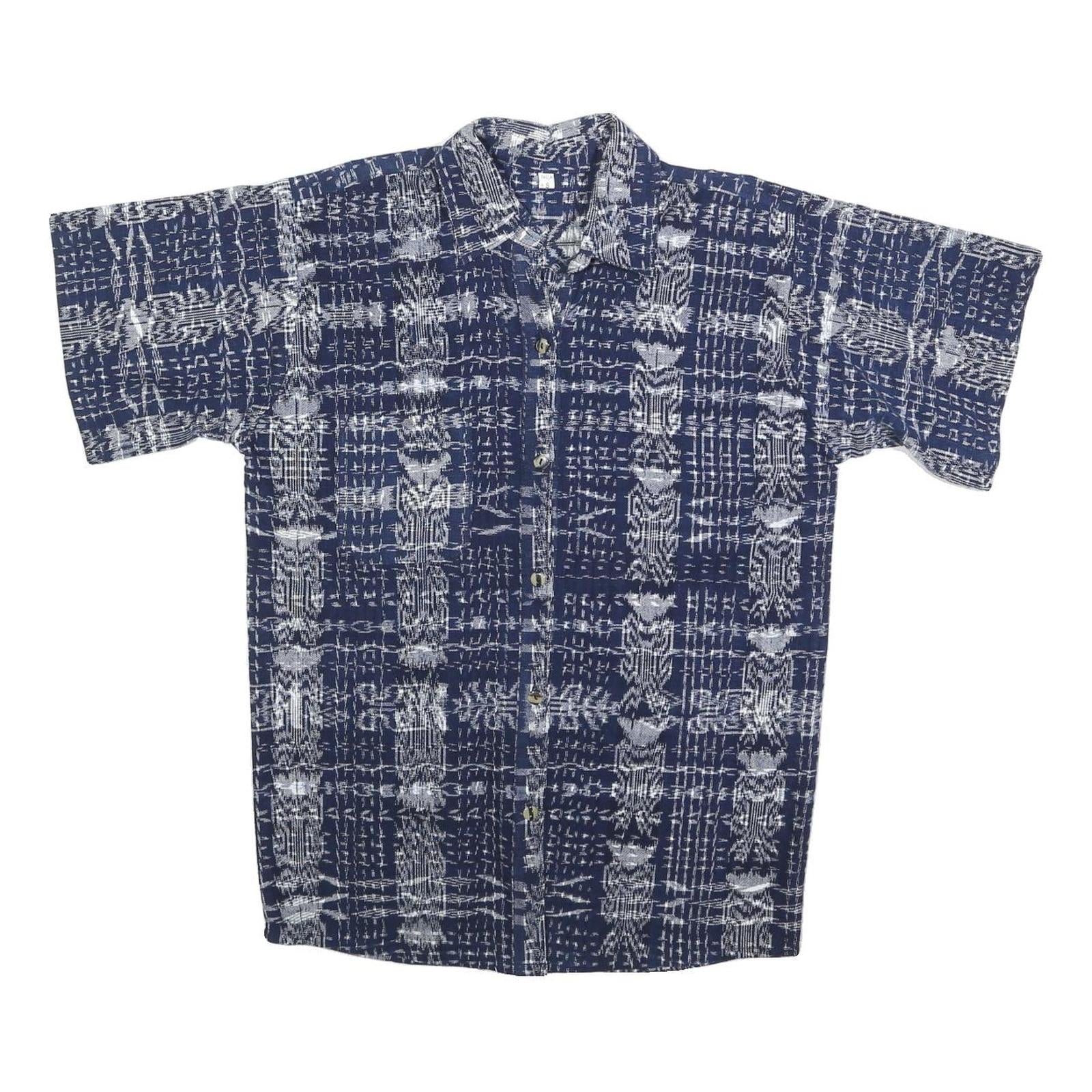 Womens Blue White Printed Cotton Blend Shirt Short Sleeve Collared S Casual Refurbished - N/A refurbished available on Cerqular