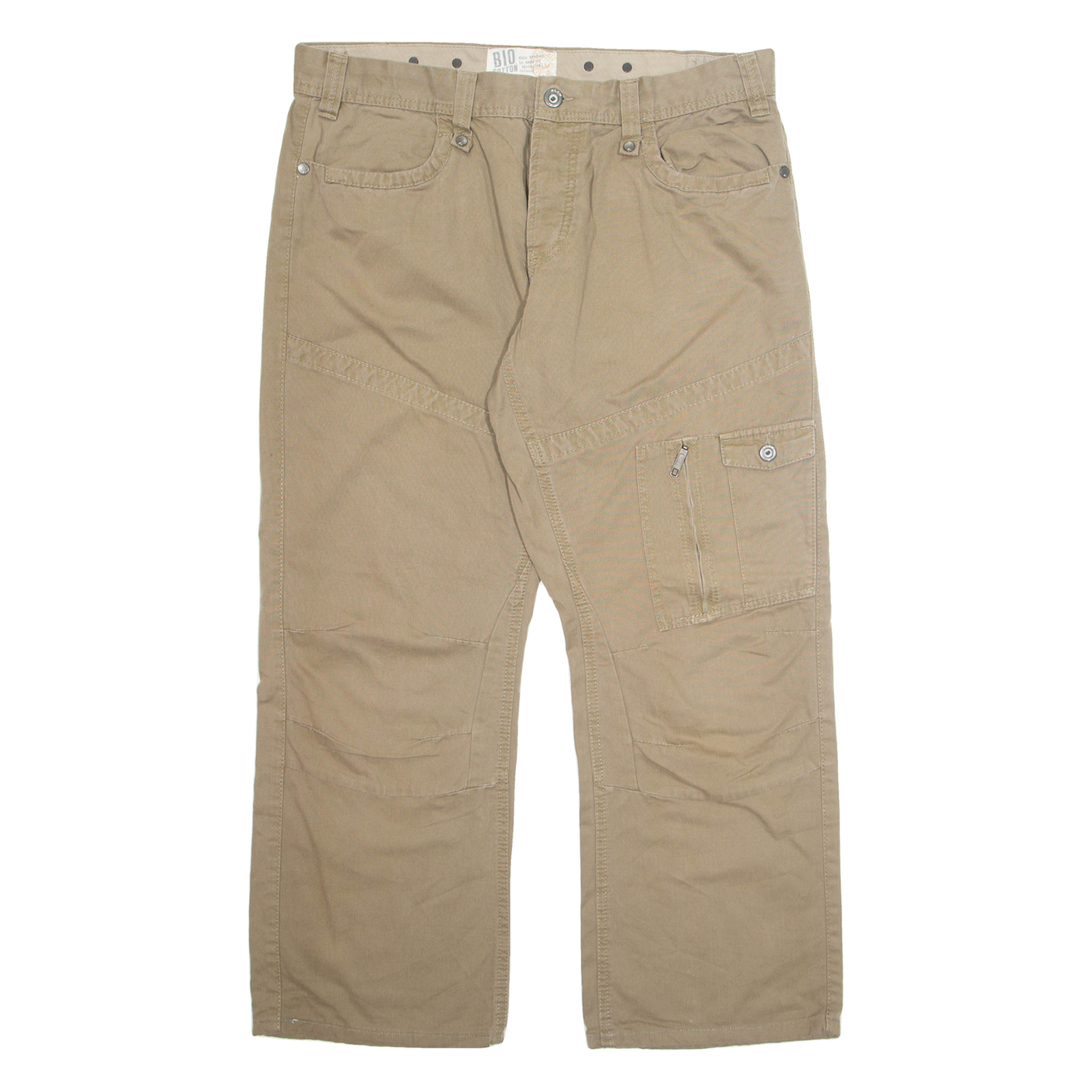 BIO Cargo Mens Trousers Beige Regular Straight W40 L28 Refurbished - N/A refurbished available on Cerqular