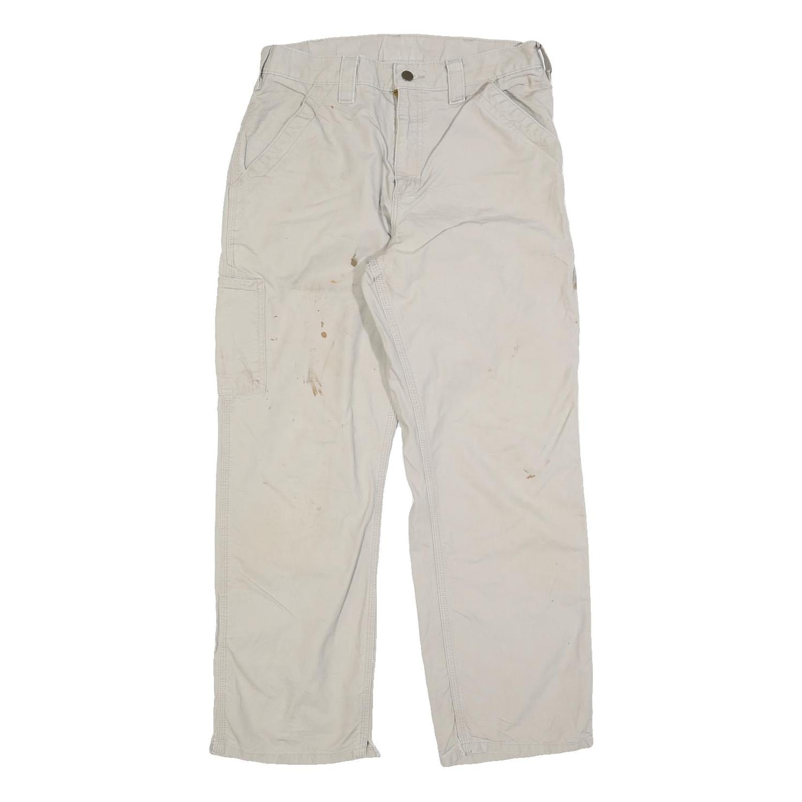 CARHARTT Mens Cotton Blend Beige Regular Fit Straight Leg Trousers W32 L30 Refurbished - N/A refurbished available on Cerqular