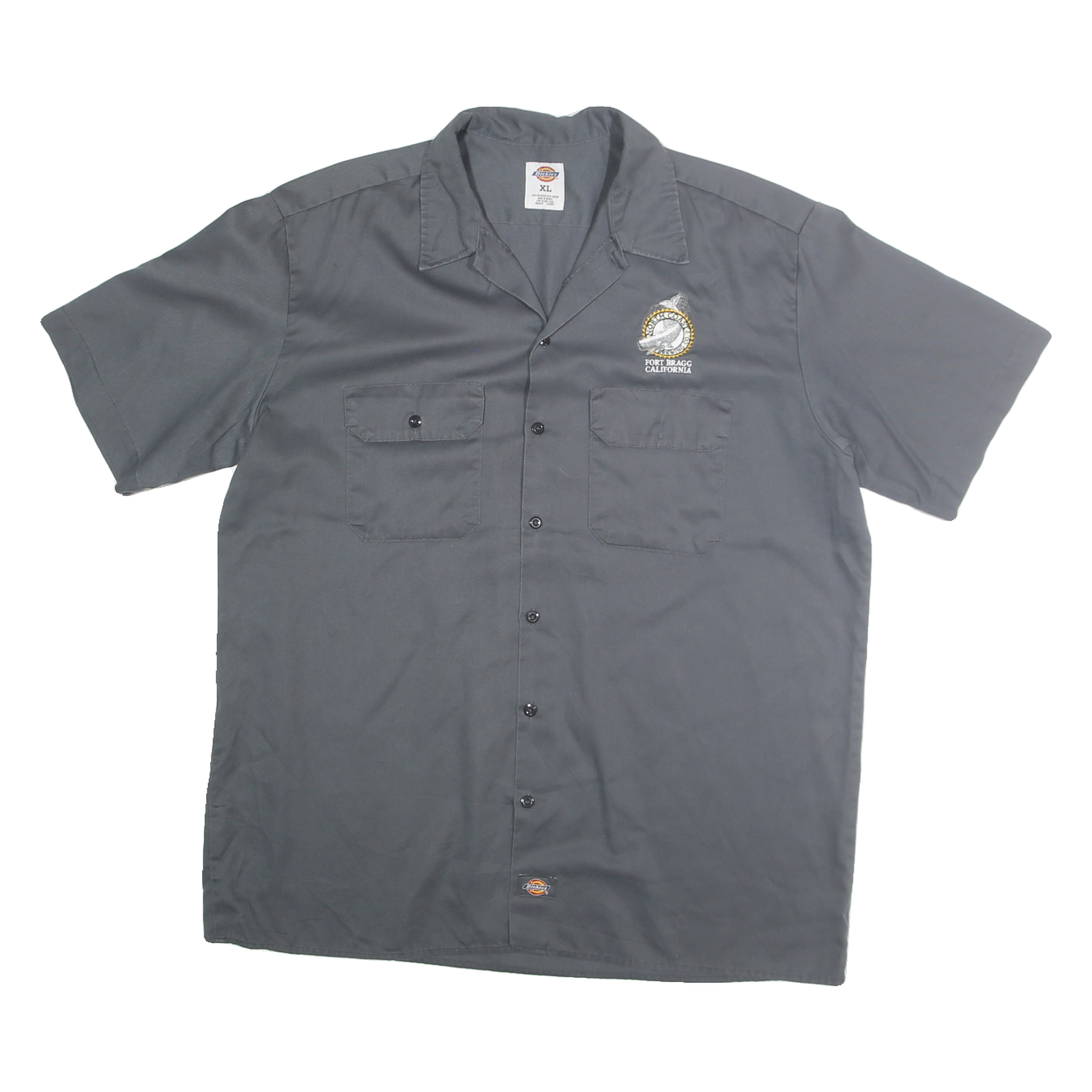 Buy DICKIES Mens Grey Work Shirt XL Fort Bragg California Logo Cotton Blend Button Refurbished - $38.99 DICKIES Mens Grey Work Shirt XL Fort Bragg California Logo Cotton Blend Button Refurbished - N/A refurbished available on Cerqular