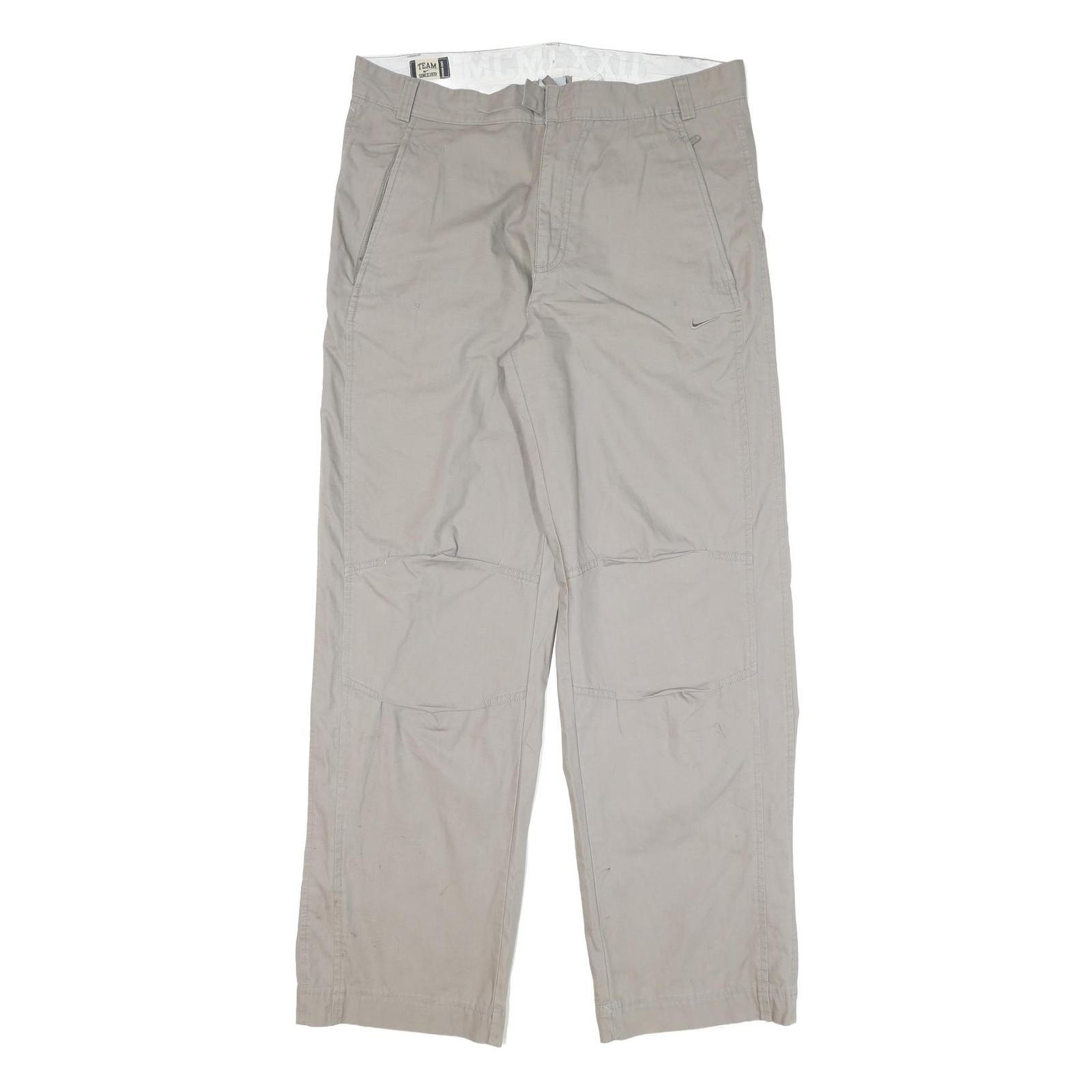 NIKE Mens Regular Fit Beige Cotton Blend Trousers W36 L32 Casual Zip Closure Refurbished - N/A refurbished available on Cerqular