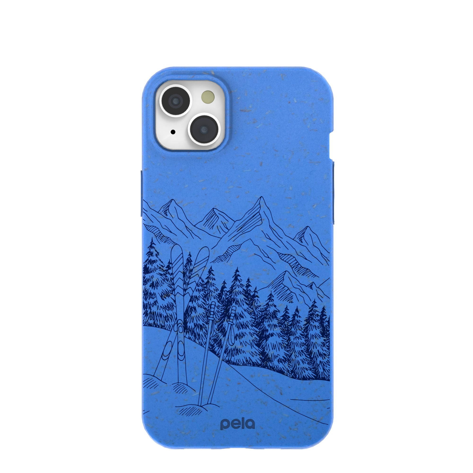 Electric Blue Backcountry Ski iPhone 15 Plus Case Refurbished - Pela Case refurbished available on Cerqular