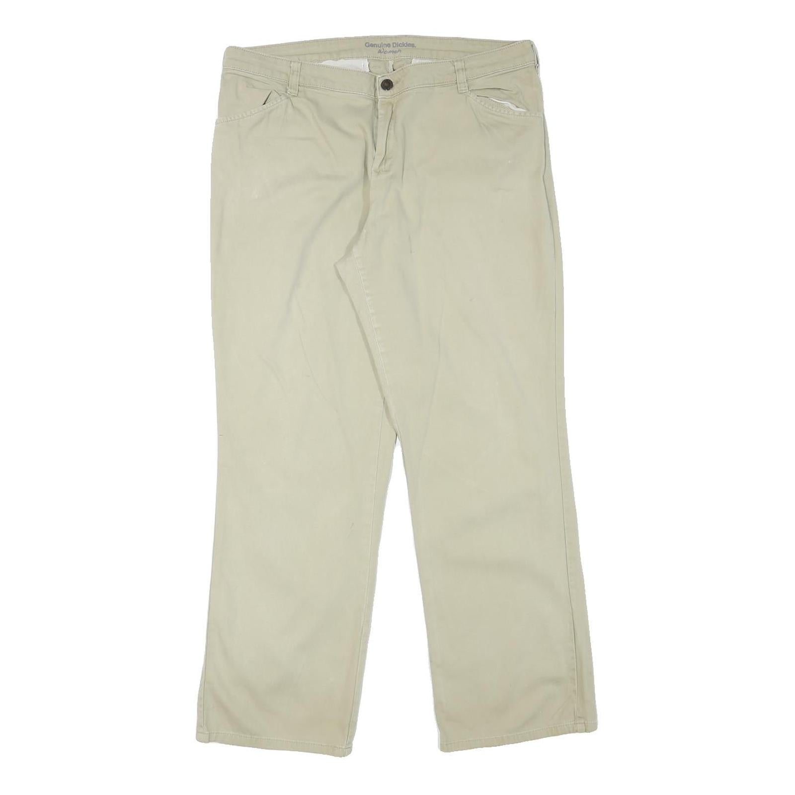 DICKIES Womens Cotton Blend Beige Regular Straight Trousers W35 L30 Workwear Zip Refurbished - N/A refurbished available on Cerqular