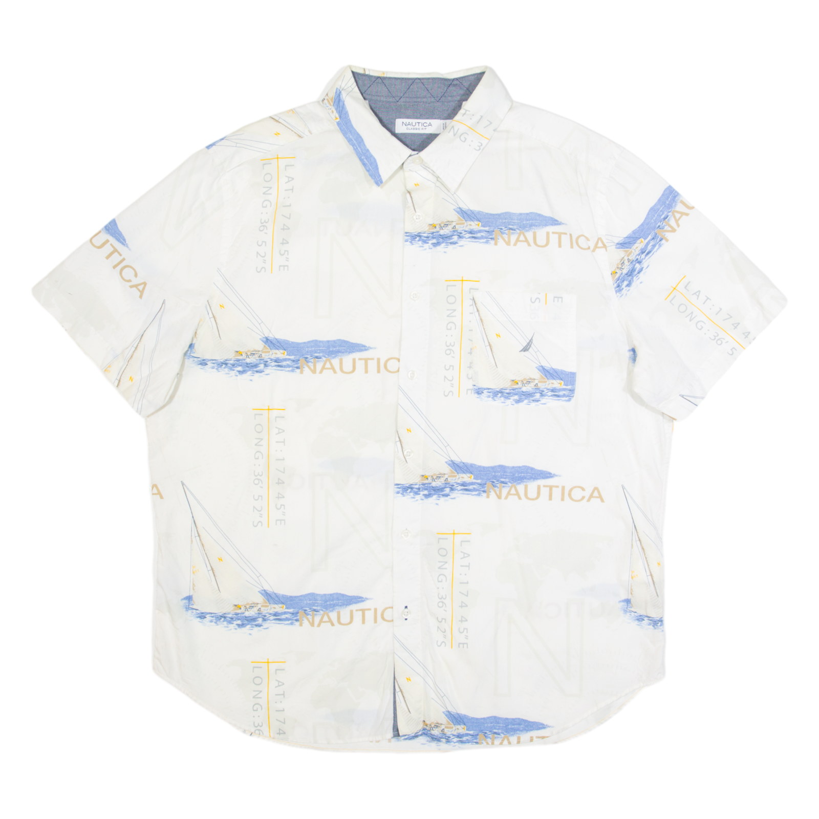 NAUTICA Mens Shirt White Crazy Pattern XL Refurbished - N/A refurbished available on Cerqular