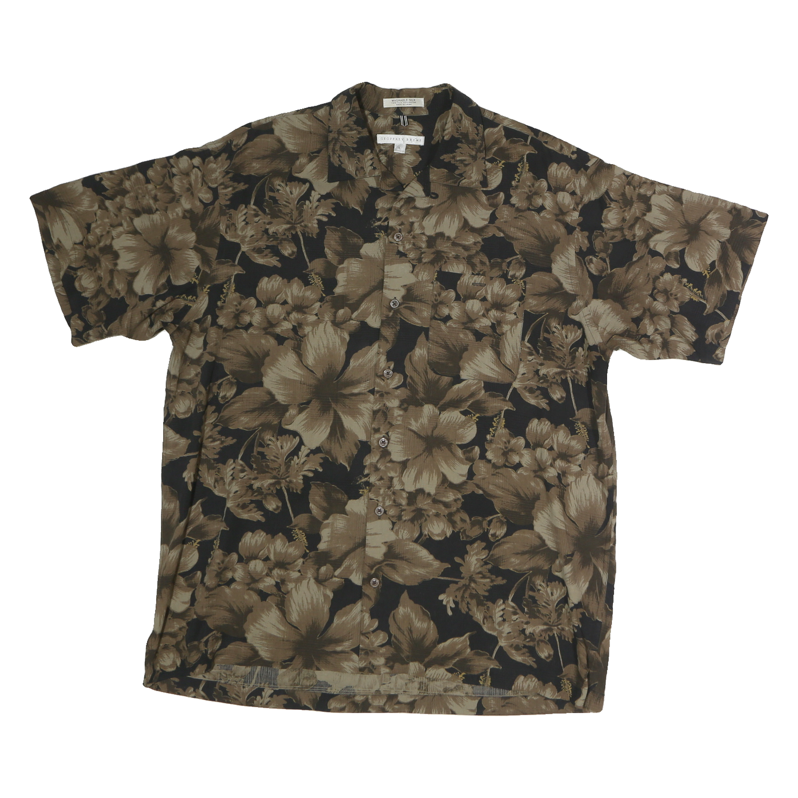 GEOFFREY BEANE Mens Black & Brown Floral Print Shirt M Cotton Casual Summer Refurbished - N/A refurbished available on Cerqular