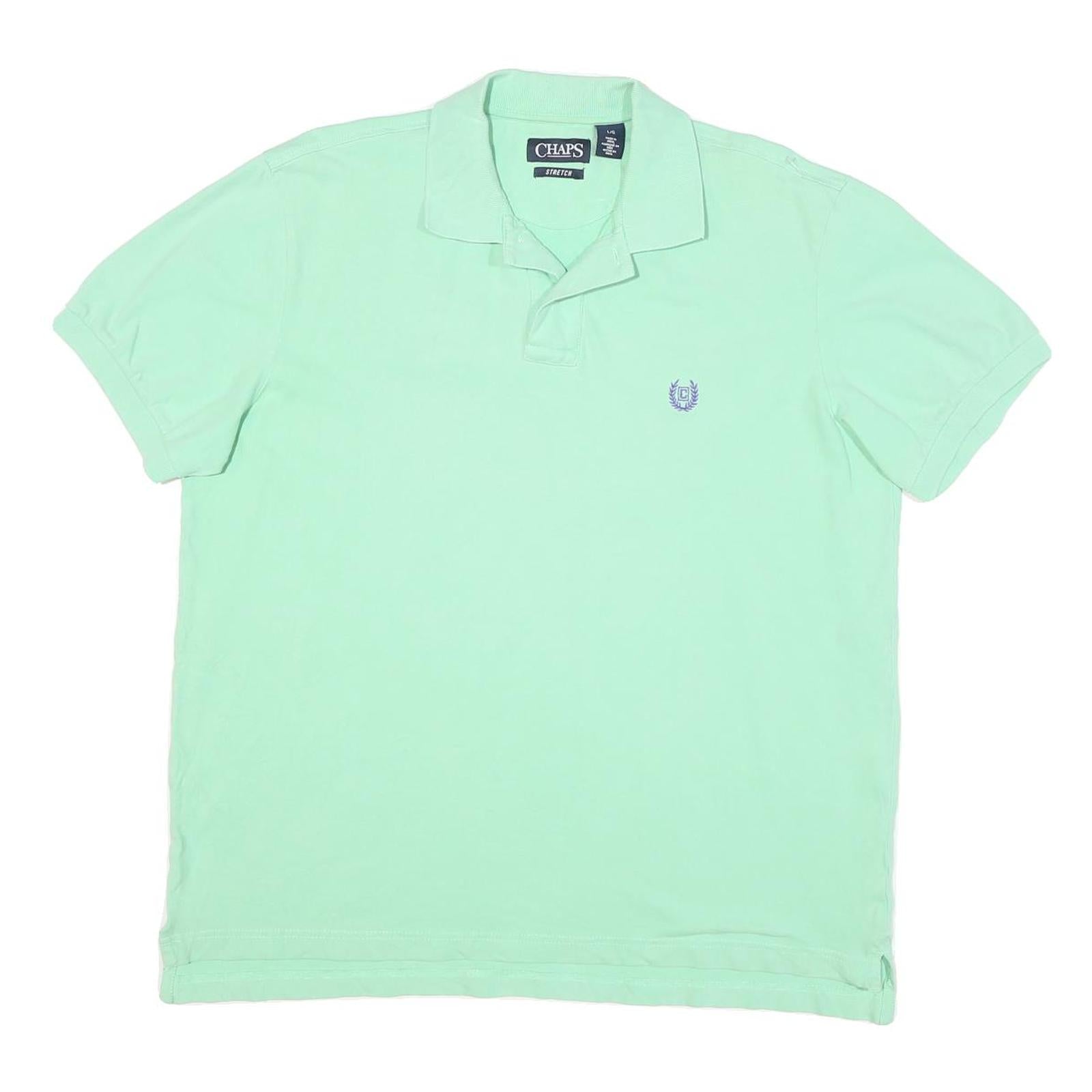 CHAPS Mens Green L Polo Shirt Cotton Blend Short Sleeve Embroidered Logo Refurbished - N/A refurbished available on Cerqular