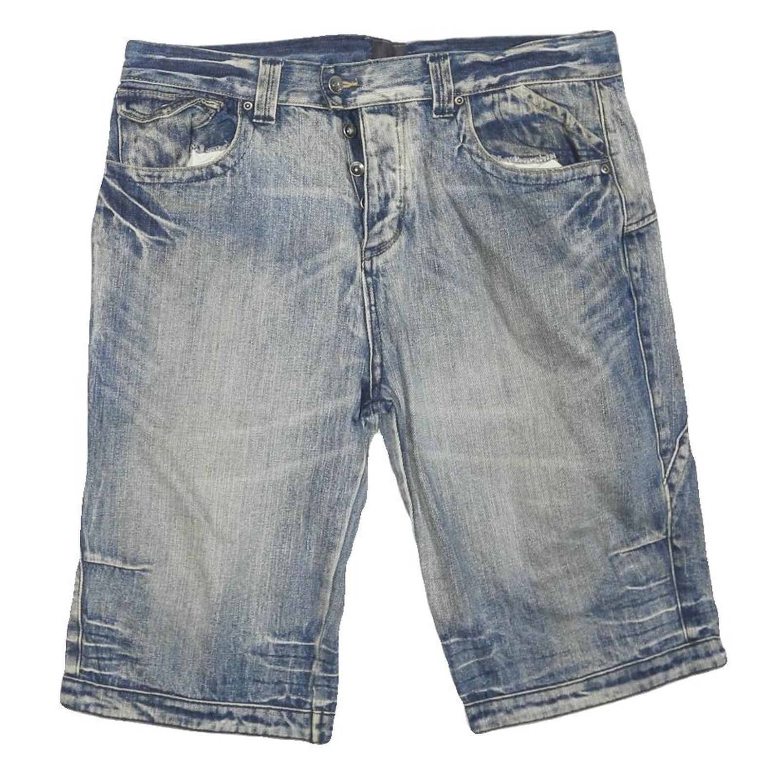 Mens Denim Blue Casual Cotton Blend Shorts L W38 Button Fly Pocketed Refurbished - N/A refurbished available on Cerqular