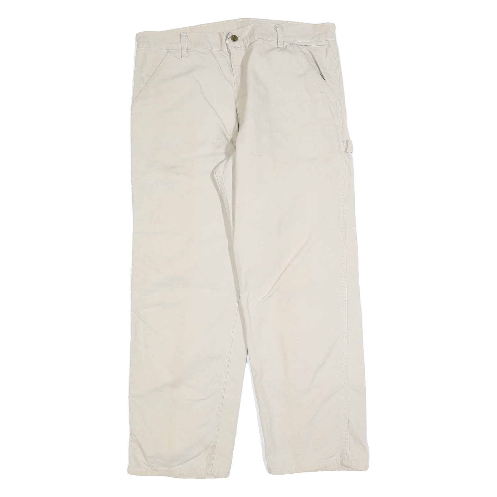CARHARTT Mens Cotton Blend Cream Relaxed Straight Trousers W38 L30 Workwear Refurbished - N/A refurbished available on Cerqular