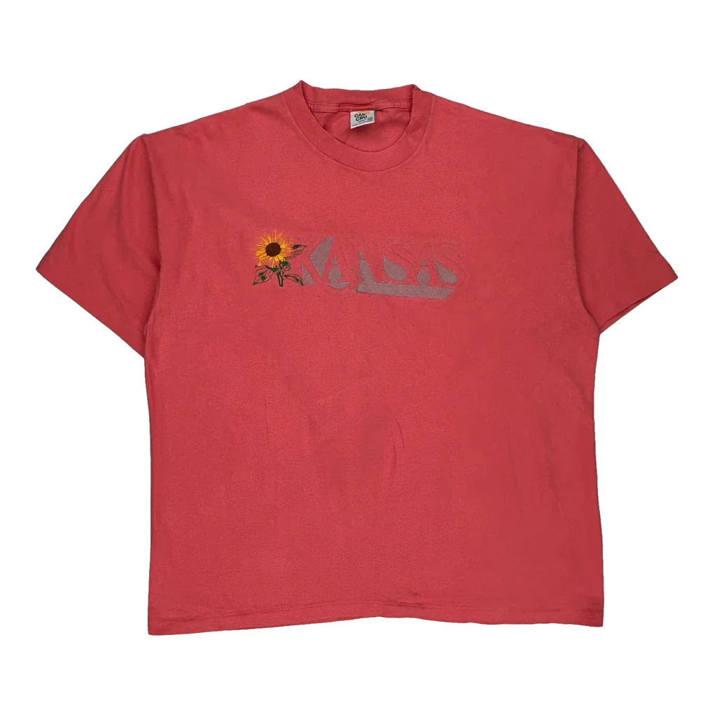 Kansas Cal Cru Single Stitch T-Shirt - XL Red Cotton Refurbished - Thrifted (note: this is a term often used to describe second- refurbished available on Cerqular