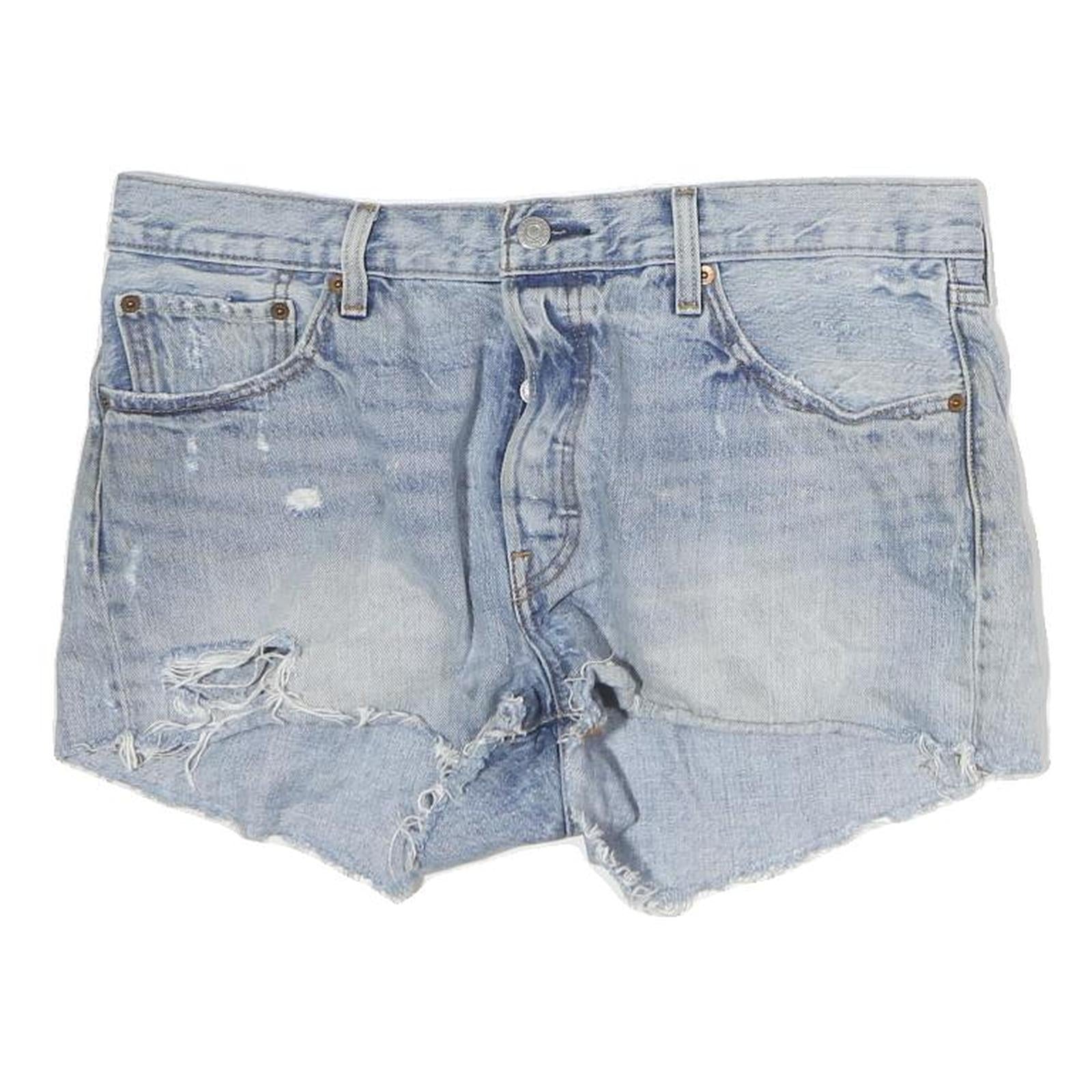 LEVI'S Womens Denim Blue Cut-Off Ripped Shorts M W34 Casual Summer Refurbished - N/A refurbished available on Cerqular