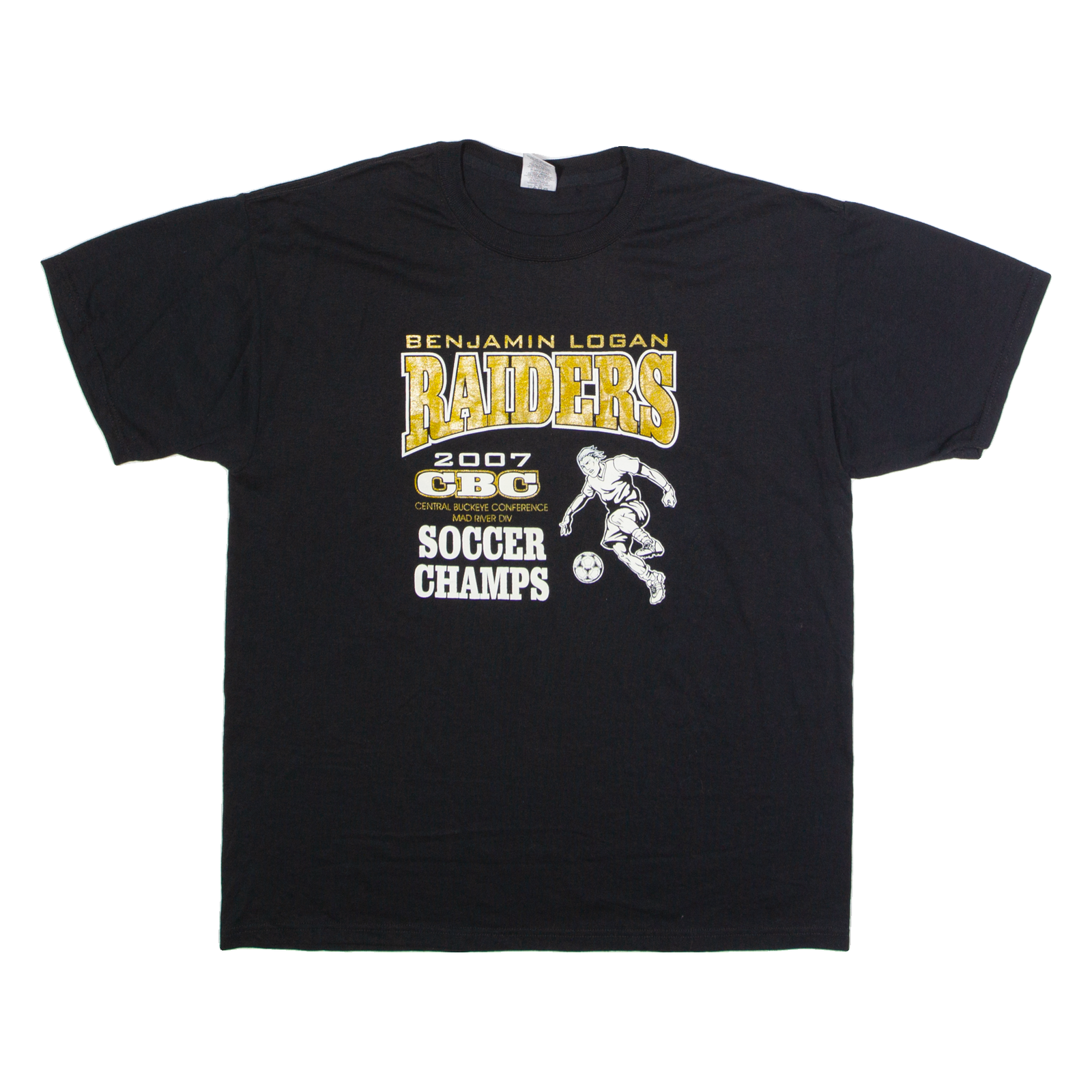 JERZEES Benjamin Logan Raiders 2007 CBC Soccer Champs Mens T-Shirt Black USA L Refurbished - N/A refurbished available on Cerqular