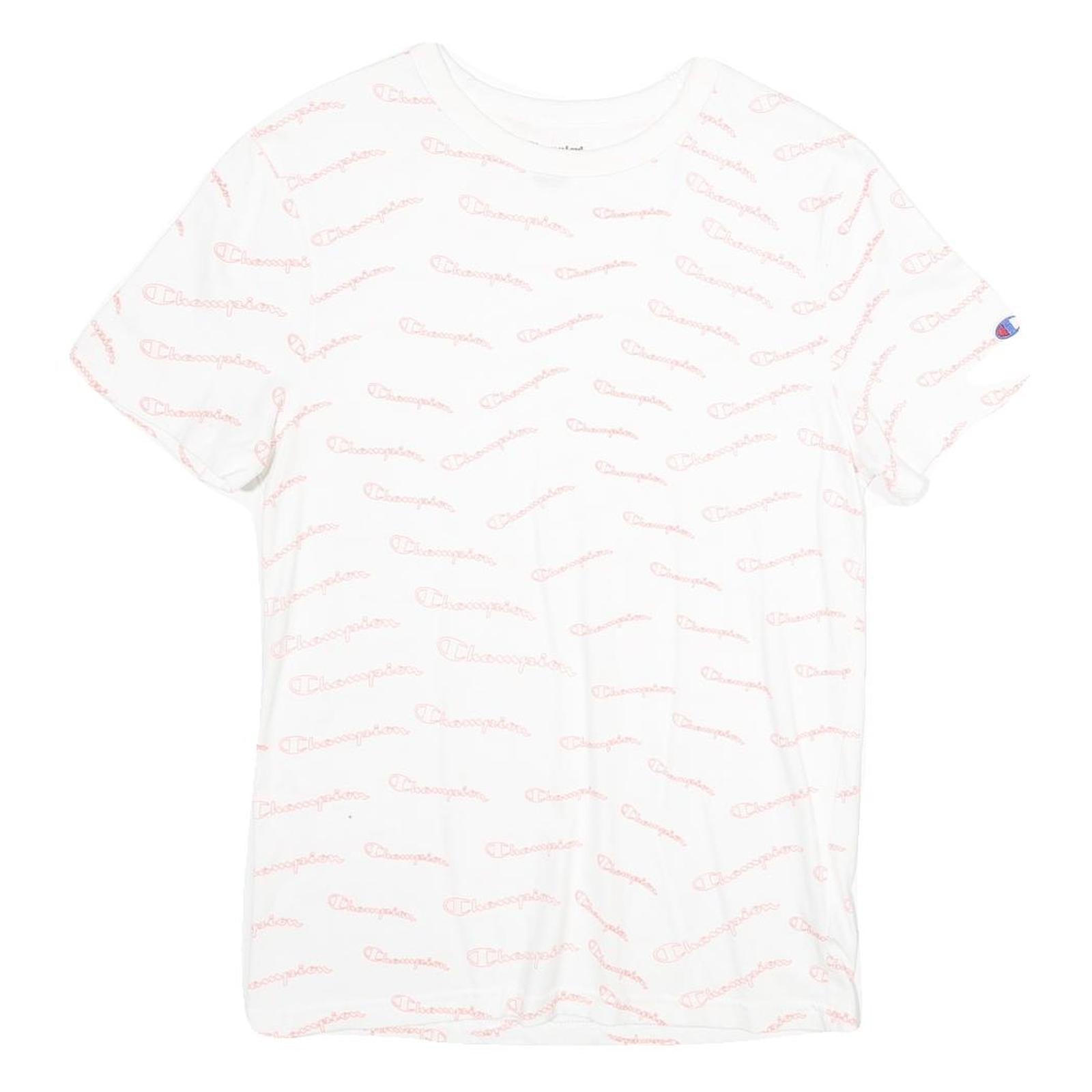 CHAMPION Mens White Graphic T-Shirt S Short Sleeve Crew Neck Logo Print Refurbished - N/A refurbished available on Cerqular