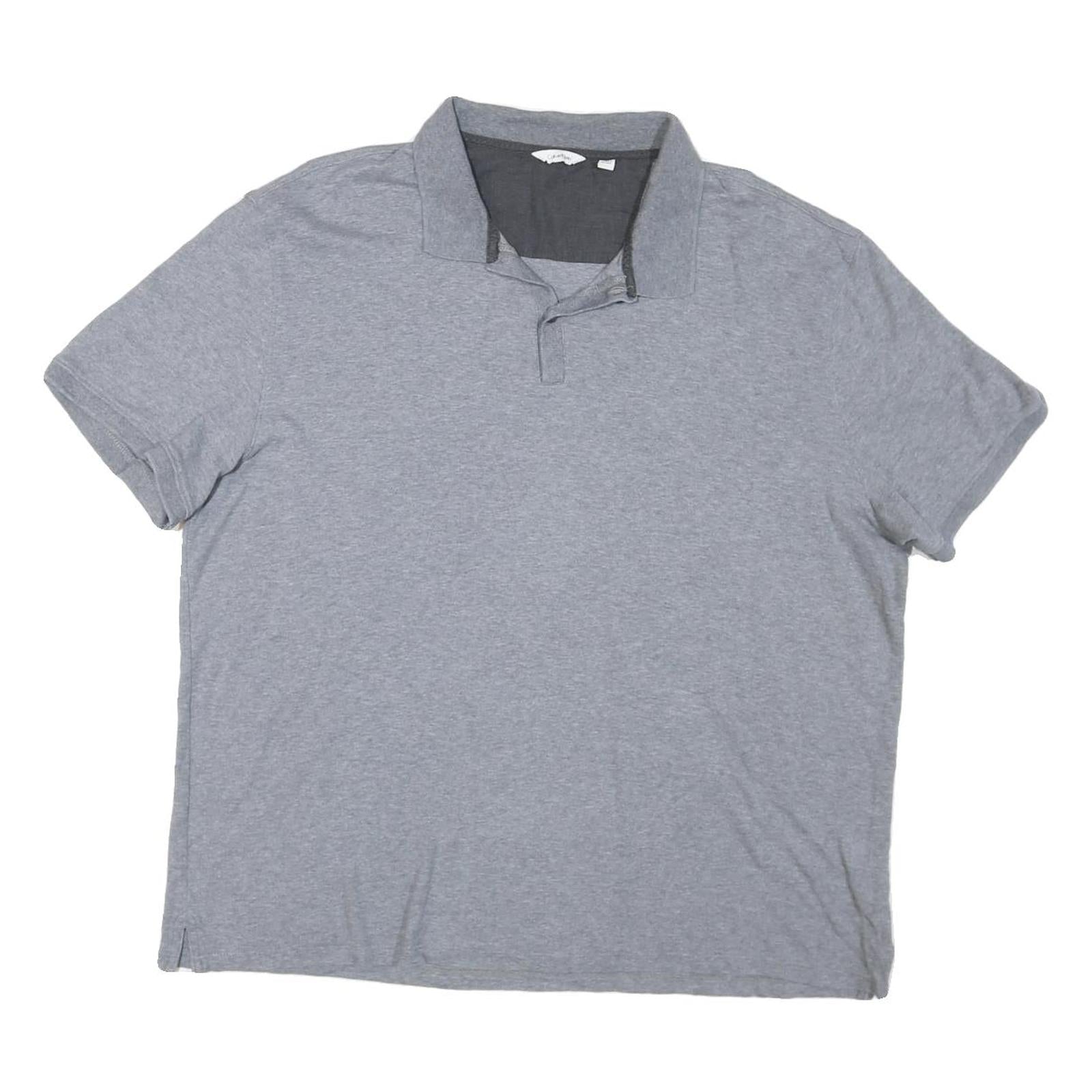 CALVIN KLEIN Mens Grey Short Sleeve Plain 2XL Cotton Blend Polo Shirt Refurbished - N/A refurbished available on Cerqular