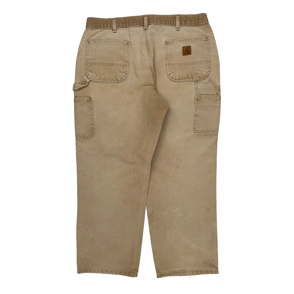 Carhartt Carpenter Trousers - 35W 30L Beige Cotton Refurbished - Thrifted (note: this is a term often used to describe second- refurbished available on Cerqular