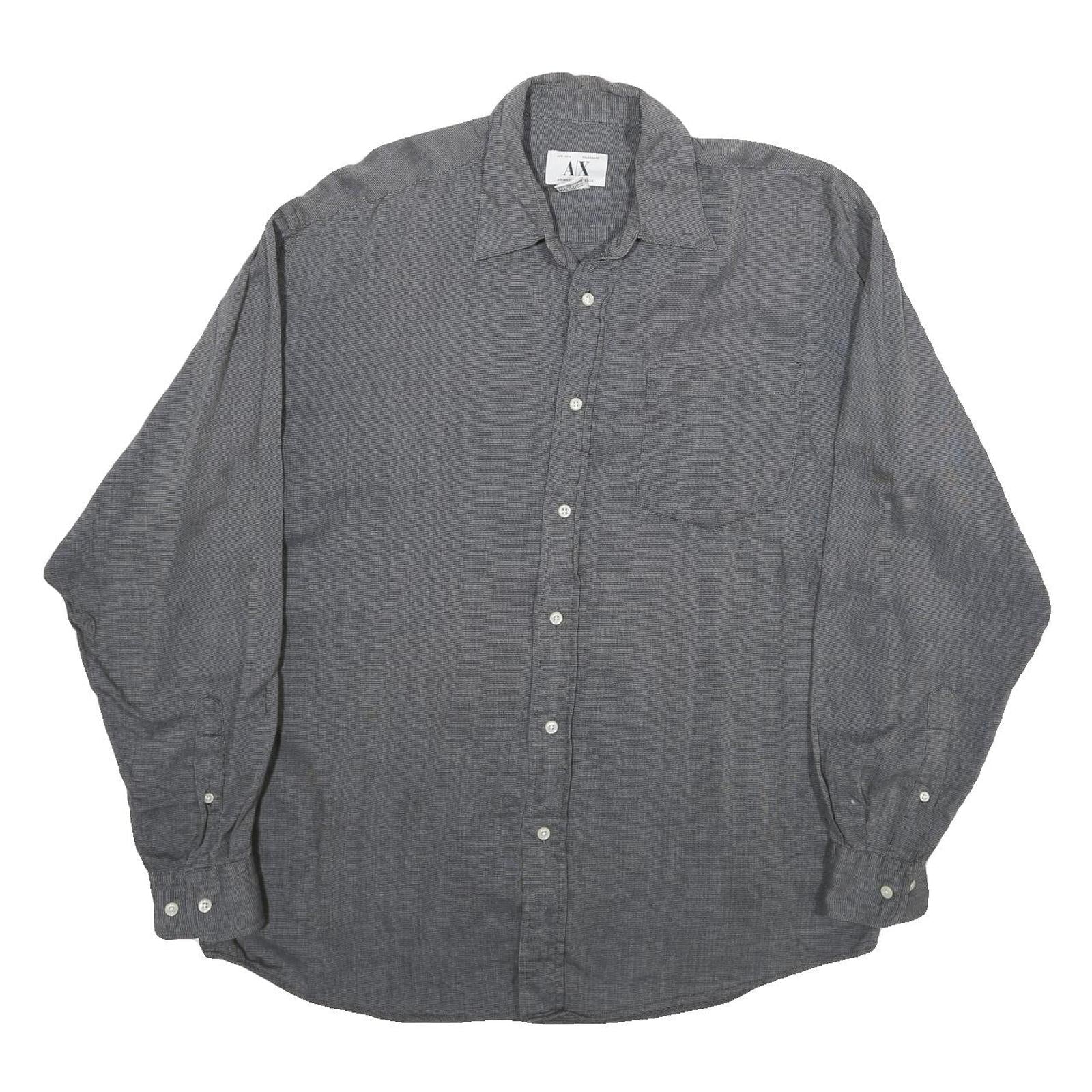 ARMANI EXCHANGE Mens Grey Casual Shirt M Cotton Button Down Long Sleeve Refurbished - N/A refurbished available on Cerqular