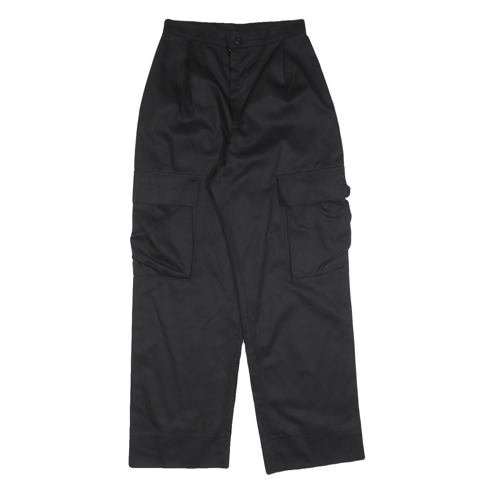 Black Womens Relaxed Fit Cargo Trousers W26 L30 Cotton Blend Zip Refurbished - N/A refurbished available on Cerqular