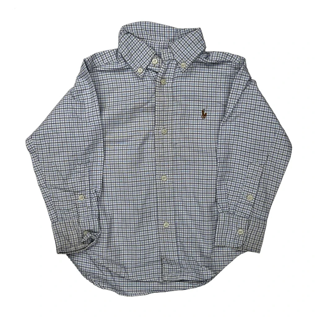 Age 1.5 Ralph Lauren Checked Shirt - 2XS Blue Cotton Refurbished - Thrifted (note: this is a term often used to describe second- refurbished available on Cerqular