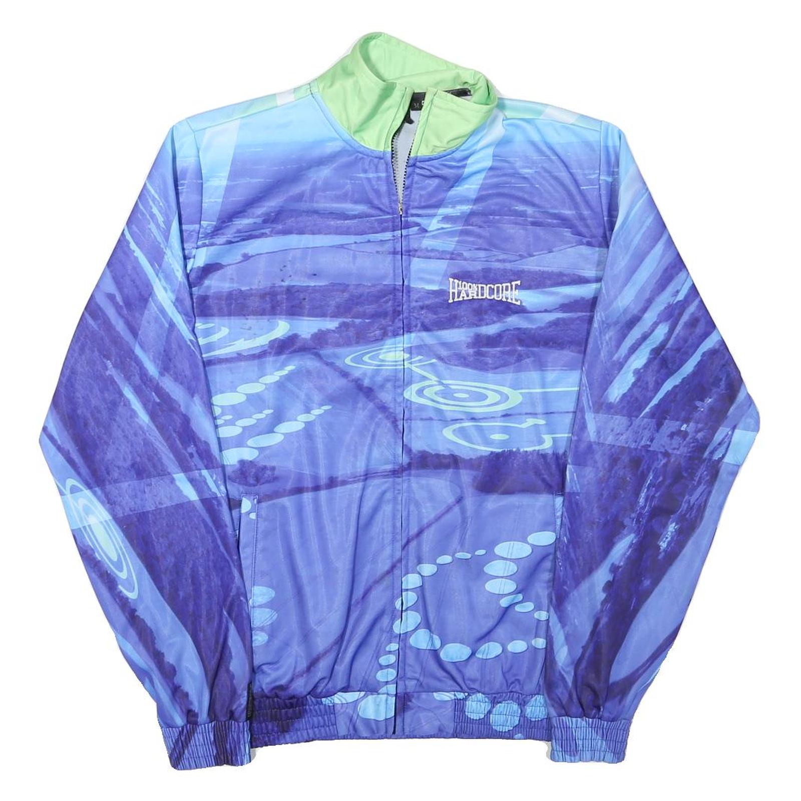 HARDCORE Mens Blue & Green Jacket M Polyester Blend Zip Retro Design Activewear Refurbished - N/A refurbished available on Cerqular