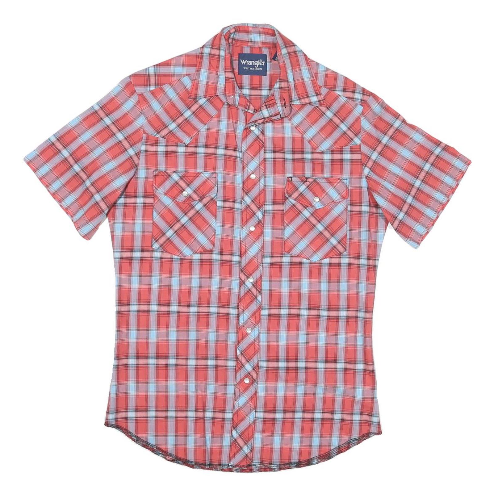 WRANGLER Mens Red Blue Check Shirt S Cotton Blend Western Style Casual Refurbished - N/A refurbished available on Cerqular