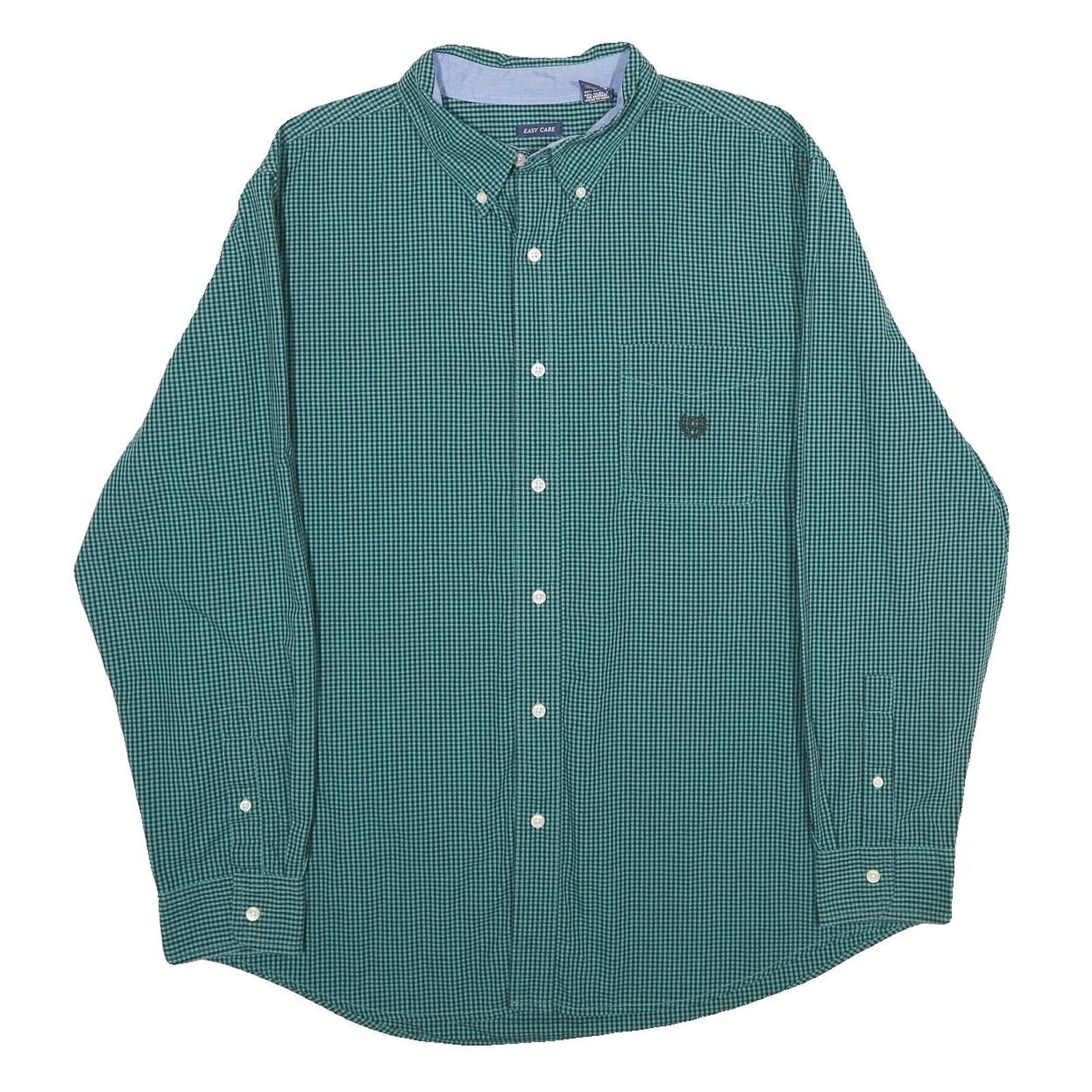 CHAPS Mens Green & Black Check Shirt XL Button-Down Collar Long Sleeve Refurbished - N/A refurbished available on Cerqular