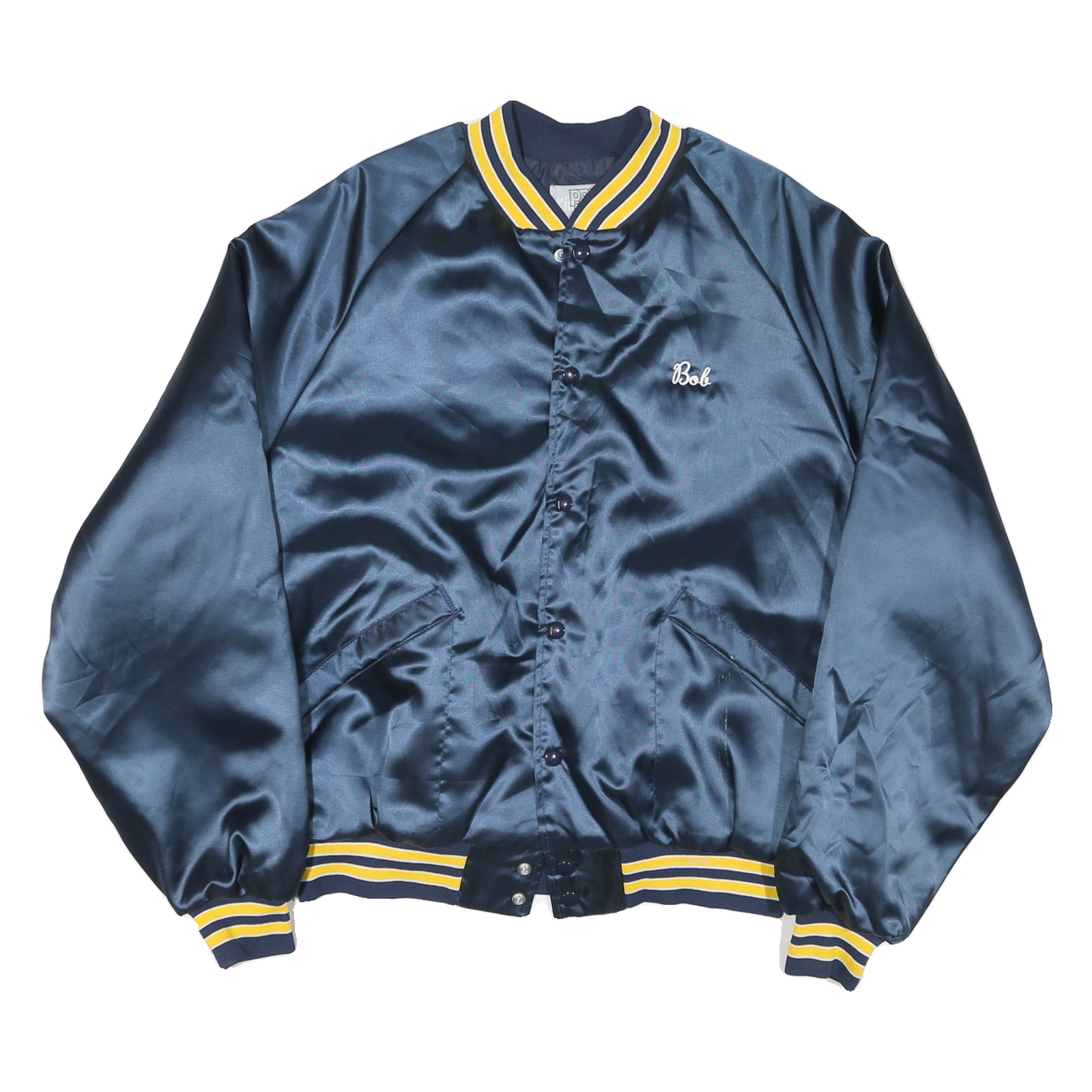 PRO FIT Mens Navy Blue Yellow Construction Consultant Button Jacket L Nylon Refurbished - N/A refurbished available on Cerqular