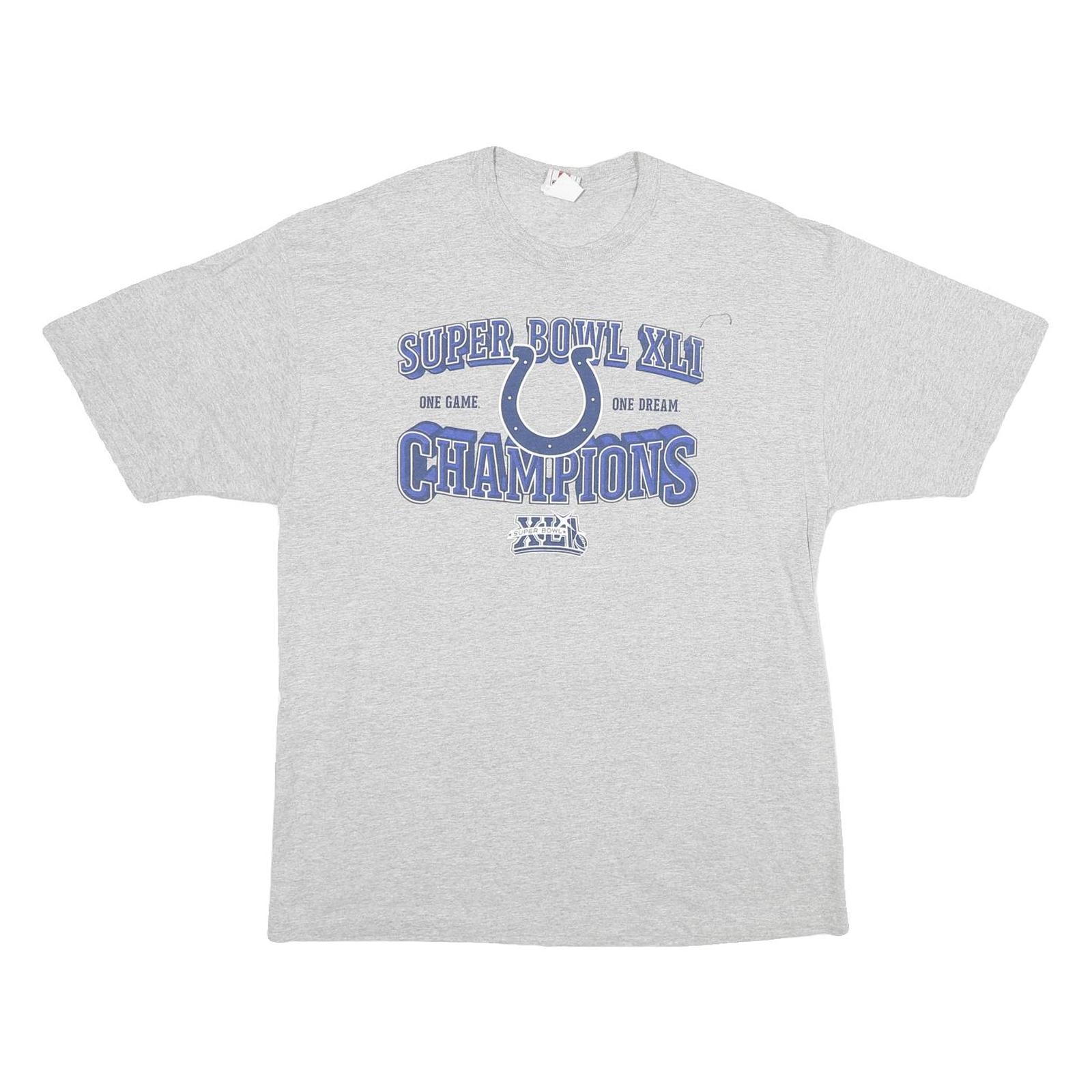 NFL Mens Grey Super Bowl XLI Champions Graphic T-Shirt L Short Sleeve Crew Neck Refurbished - N/A refurbished available on Cerqular