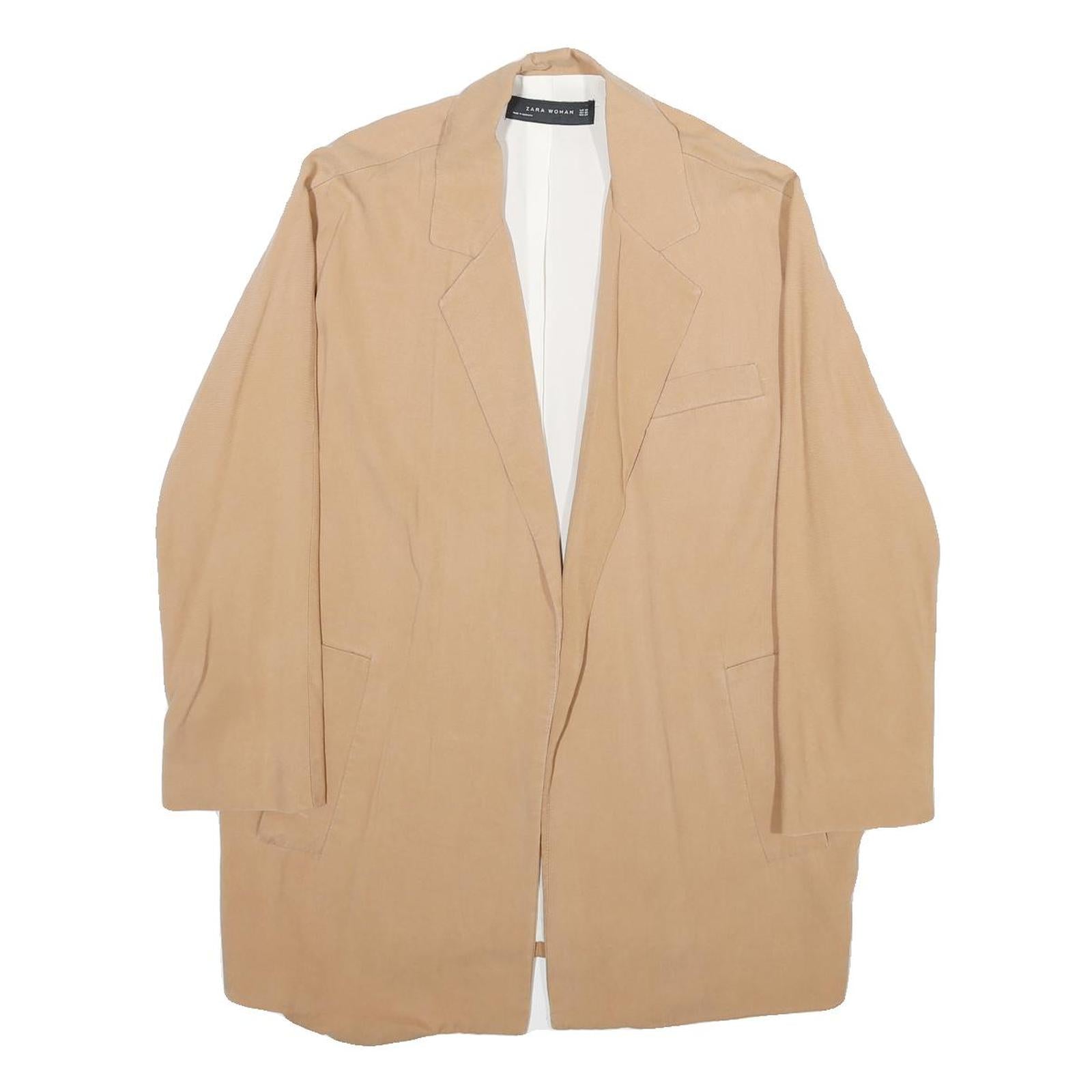 ZARA Womens Beige Oversized Lyocell Jacket XS Casual Lightweight Plain Refurbished - N/A refurbished available on Cerqular