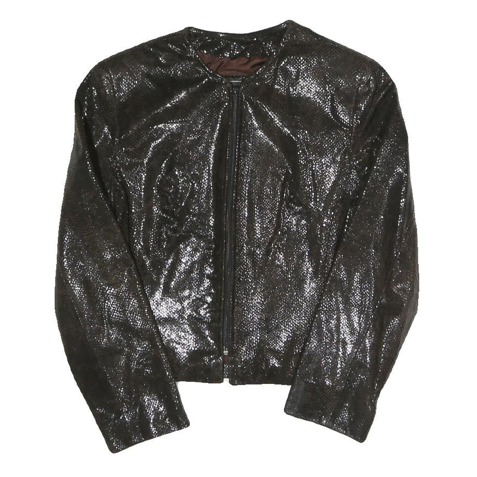 SERGIO MIMRANI Womens Black Zip Jacket S Polyester Blend Plain Stylish Evening Refurbished - N/A refurbished available on Cerqular