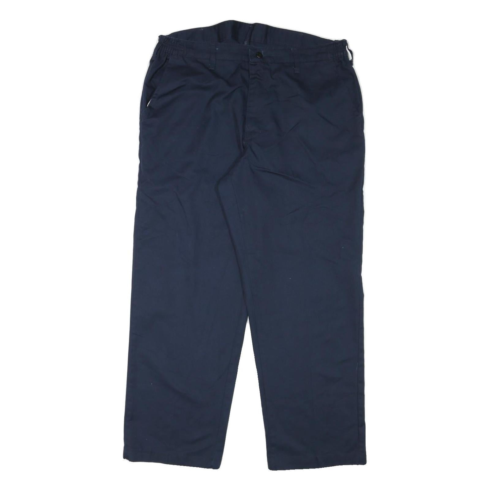 RED KAP Mens Cotton Blend Navy Regular Fit Straight Leg Trousers W36 L30 Refurbished - N/A refurbished available on Cerqular