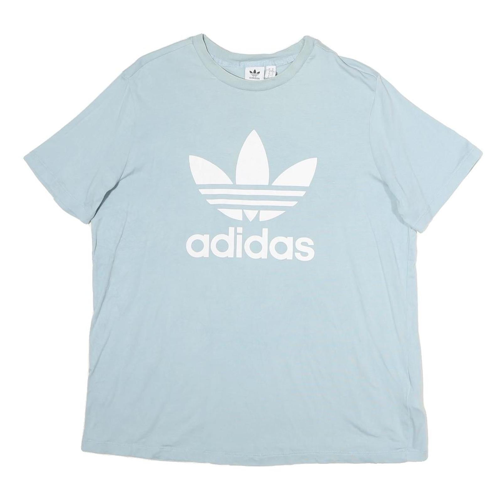 ADIDAS Womens Blue Cotton Graphic T-Shirt UK 22 Short Sleeve Crew Neck Refurbished - N/A refurbished available on Cerqular