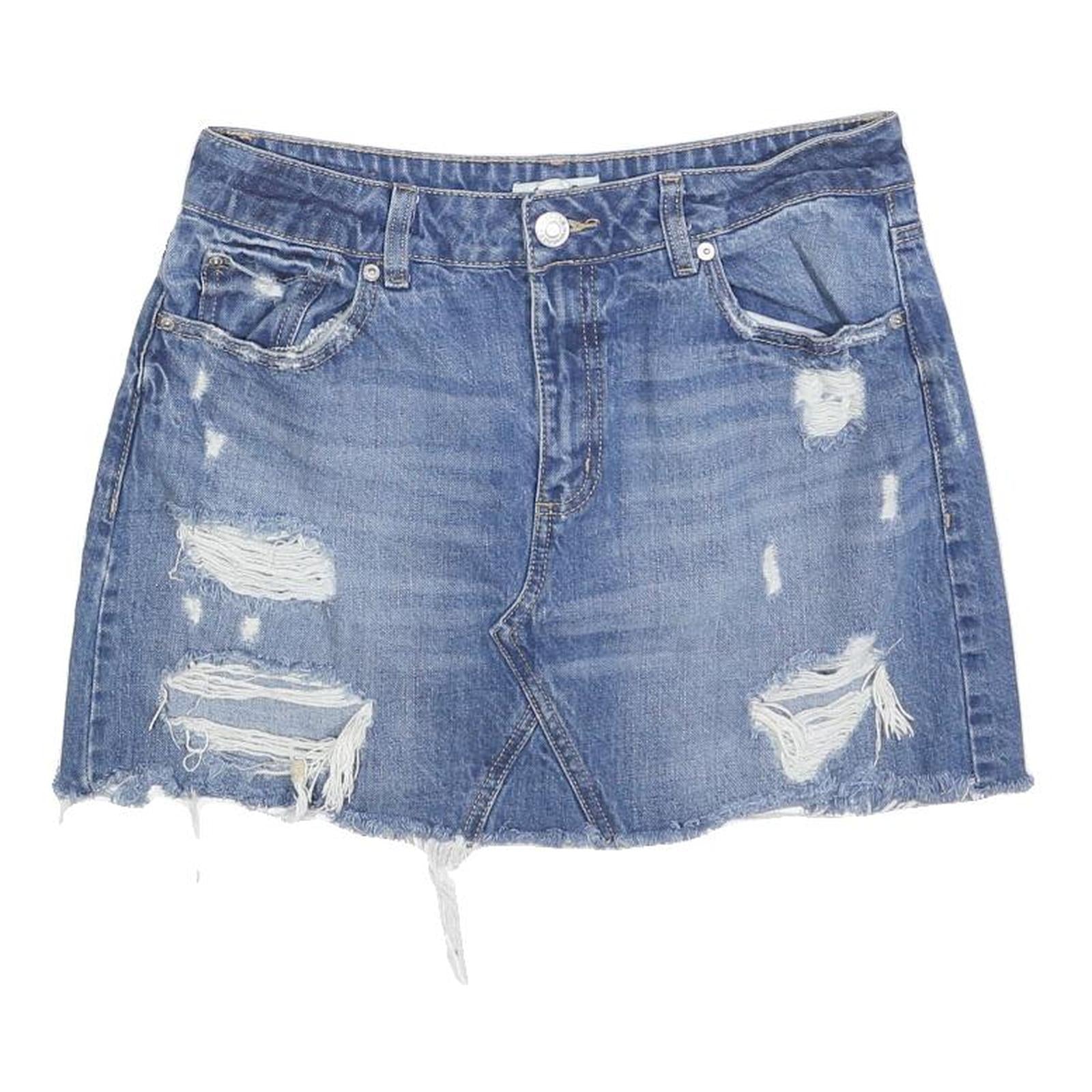 GARAGE Womens Blue Denim Mini Cotton Distressed Skirt M Casual Summer Refurbished - N/A refurbished available on Cerqular