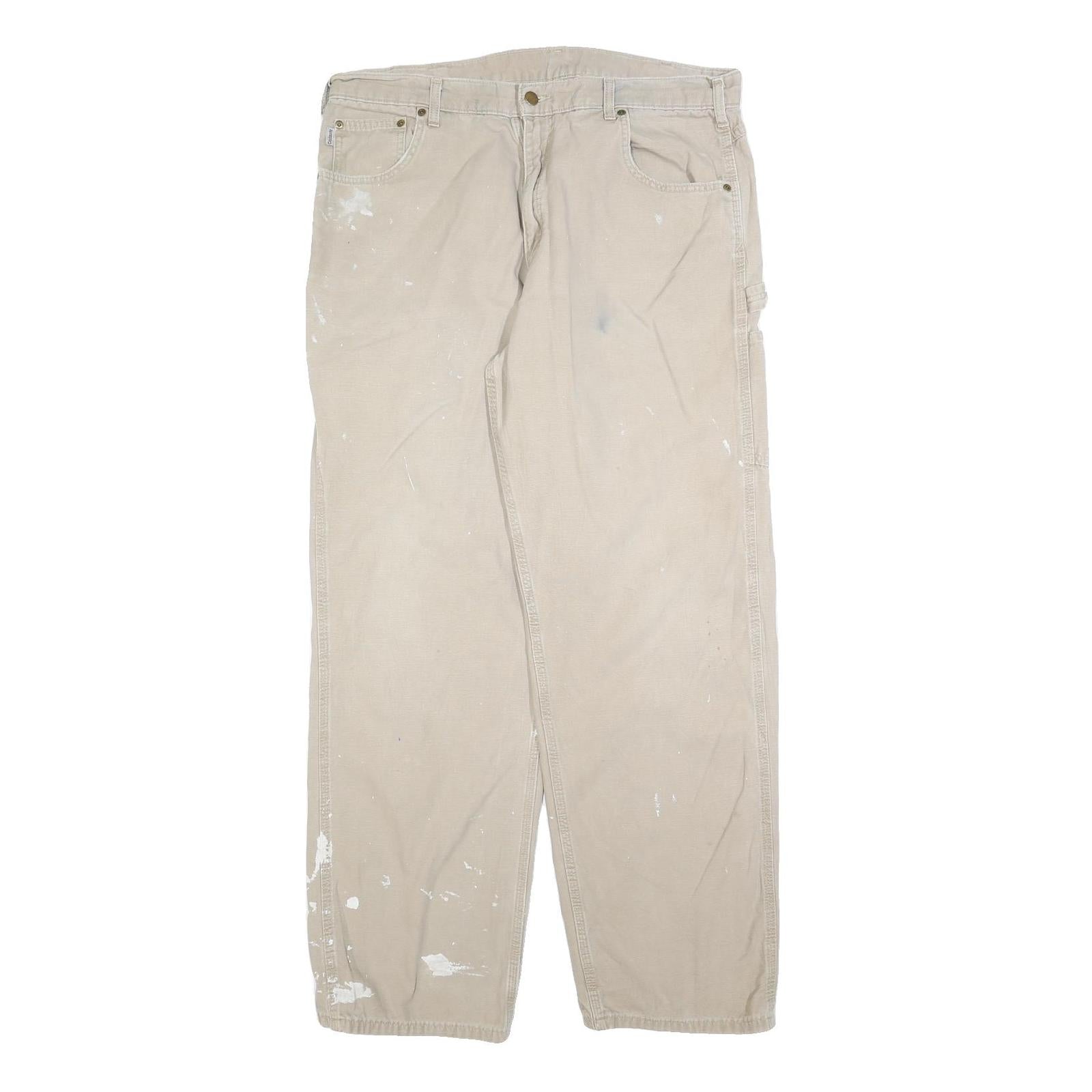 CARHARTT Mens Relaxed Beige Cotton Blend Relaxed Leg Trousers W38 L34 Workwear Refurbished - N/A refurbished available on Cerqular