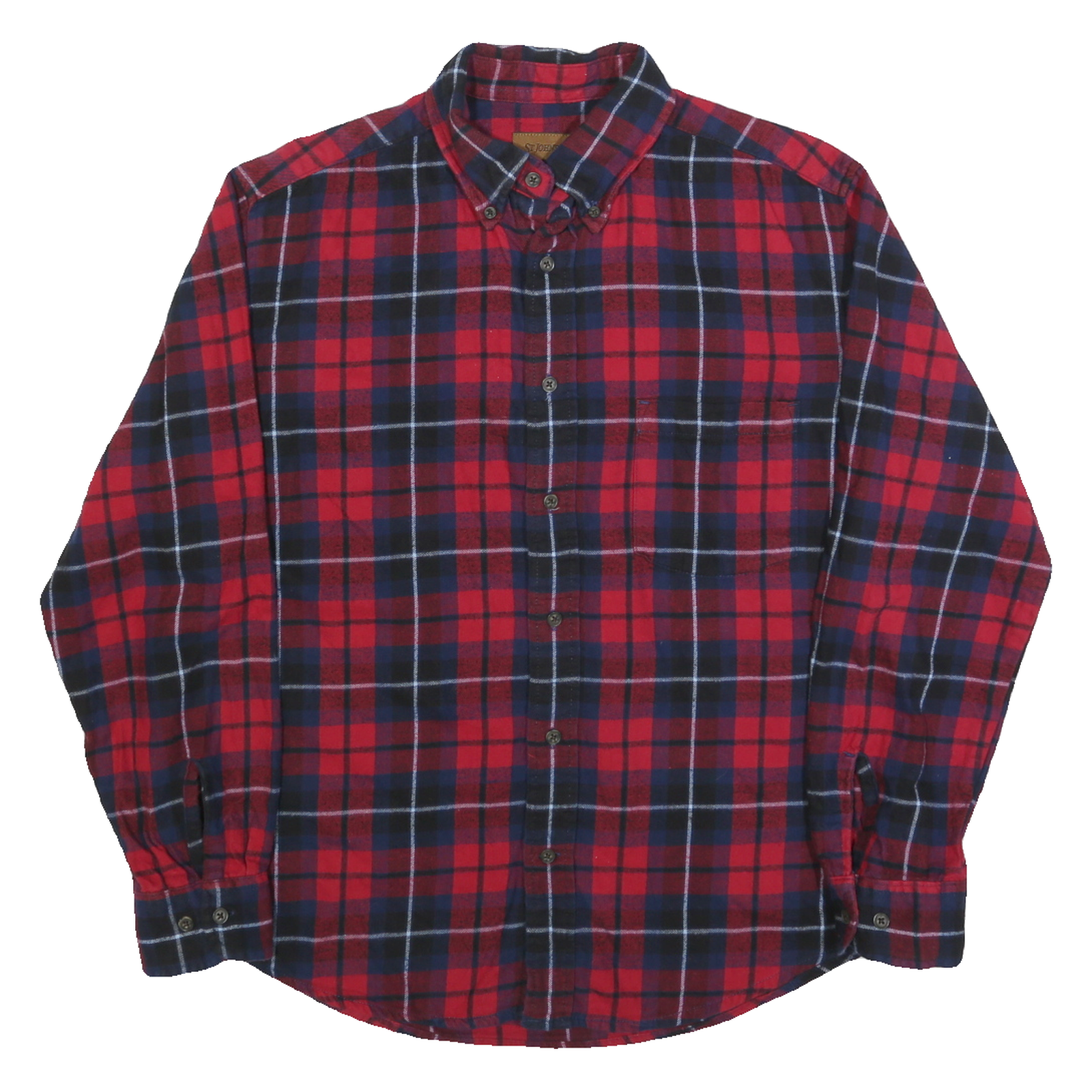 ST JOHNS BAY Mens Red & Navy Check Shirt M Classic Button-Down Long Sleeve Refurbished - N/A refurbished available on Cerqular