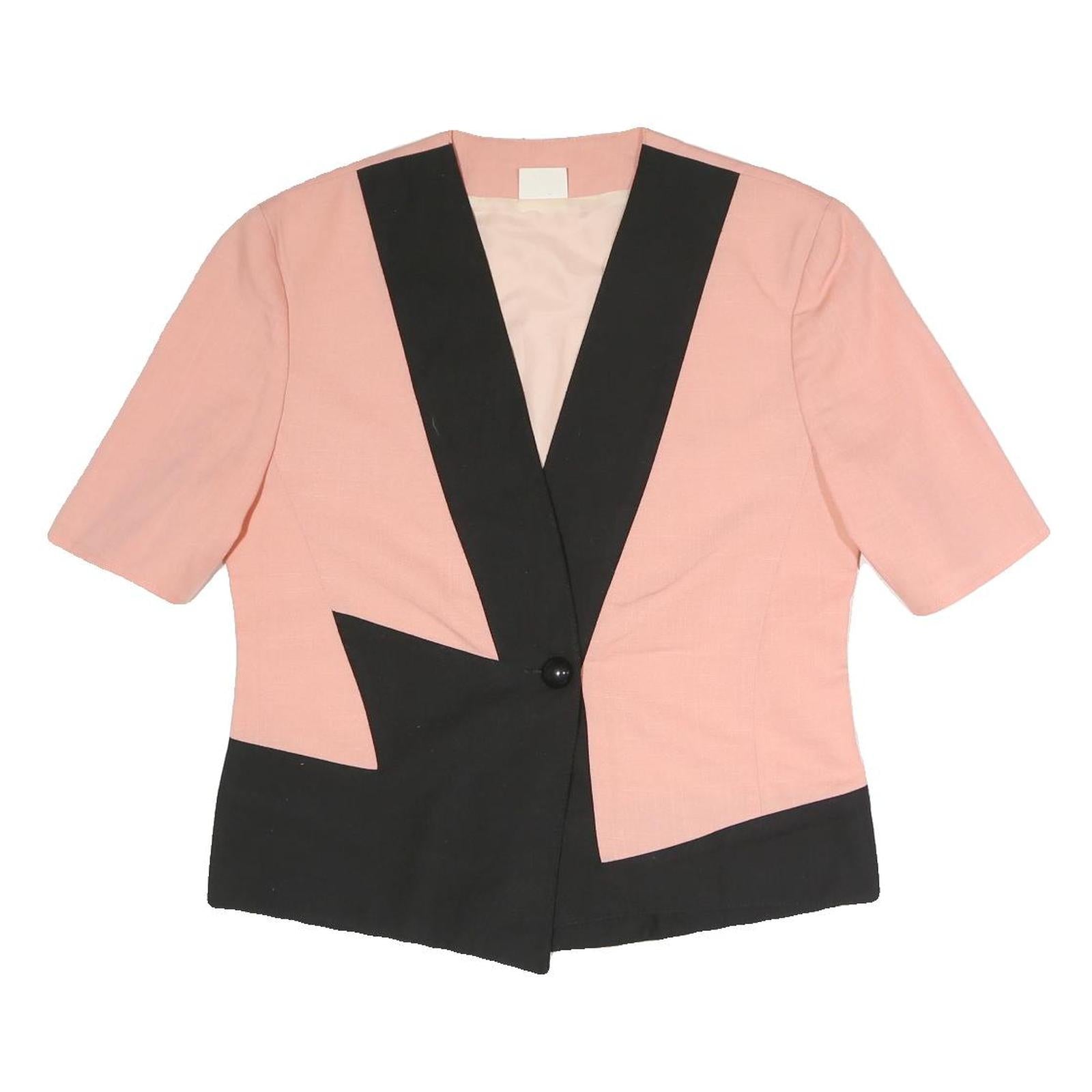 Buy Womens Pink & Black Button Polyester Blend Jacket L Short Sleeve Colourblock Refurbished - $32.49 Womens Pink & Black Button Polyester Blend Jacket L Short Sleeve Colourblock Refurbished - N/A refurbished available on Cerqular