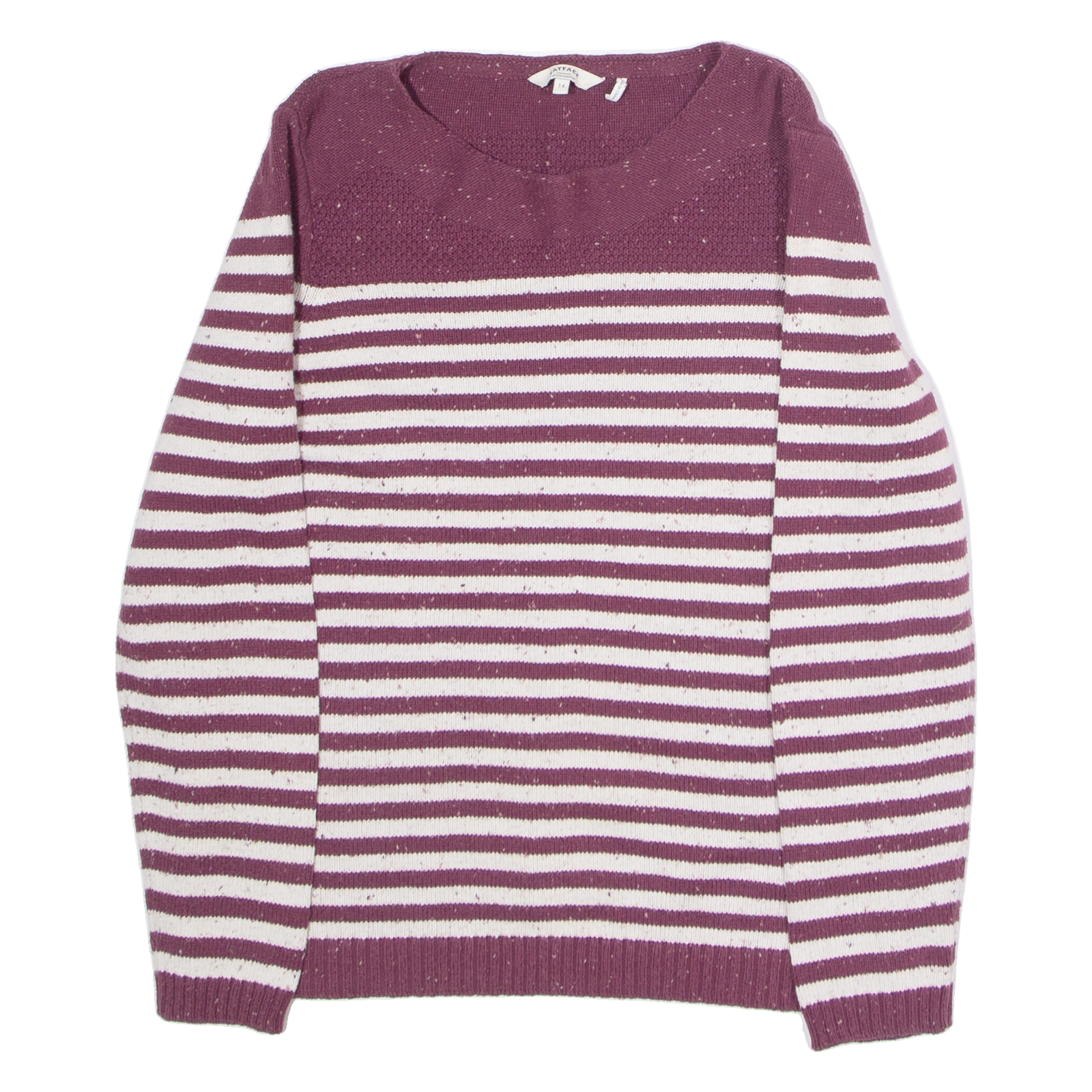 FAT FACE Womens Patterned Jumper Maroon Striped Tight Knit UK 14 Refurbished - N/A refurbished available on Cerqular