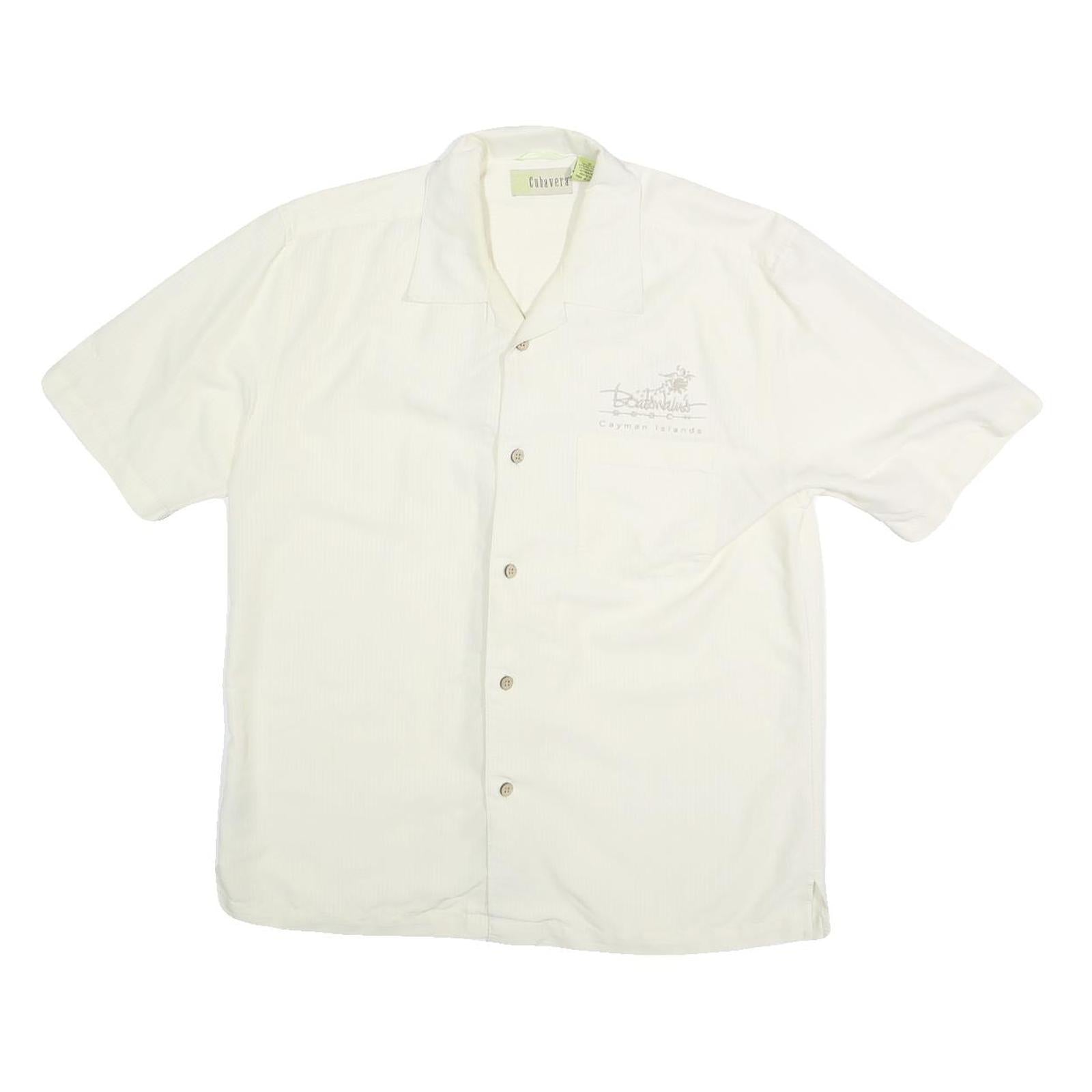 CUBAVERA Mens White Casual Shirt M Cotton Button Front Short Sleeve Summer Refurbished - N/A refurbished available on Cerqular