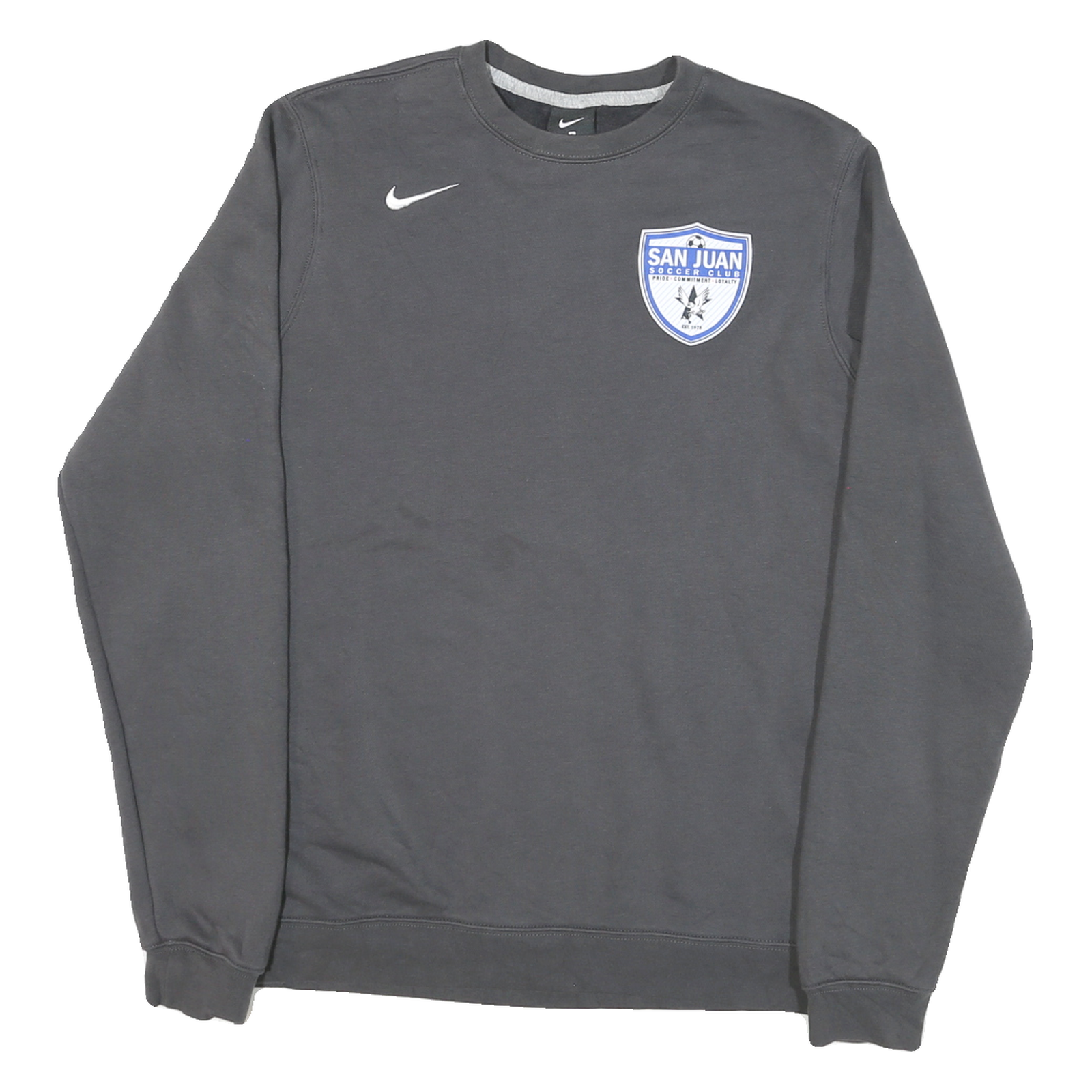 NIKE Mens Grey San Juan Soccer Club Crew Neck S Sweatshirt Class Of 2020 Refurbished - N/A refurbished available on Cerqular